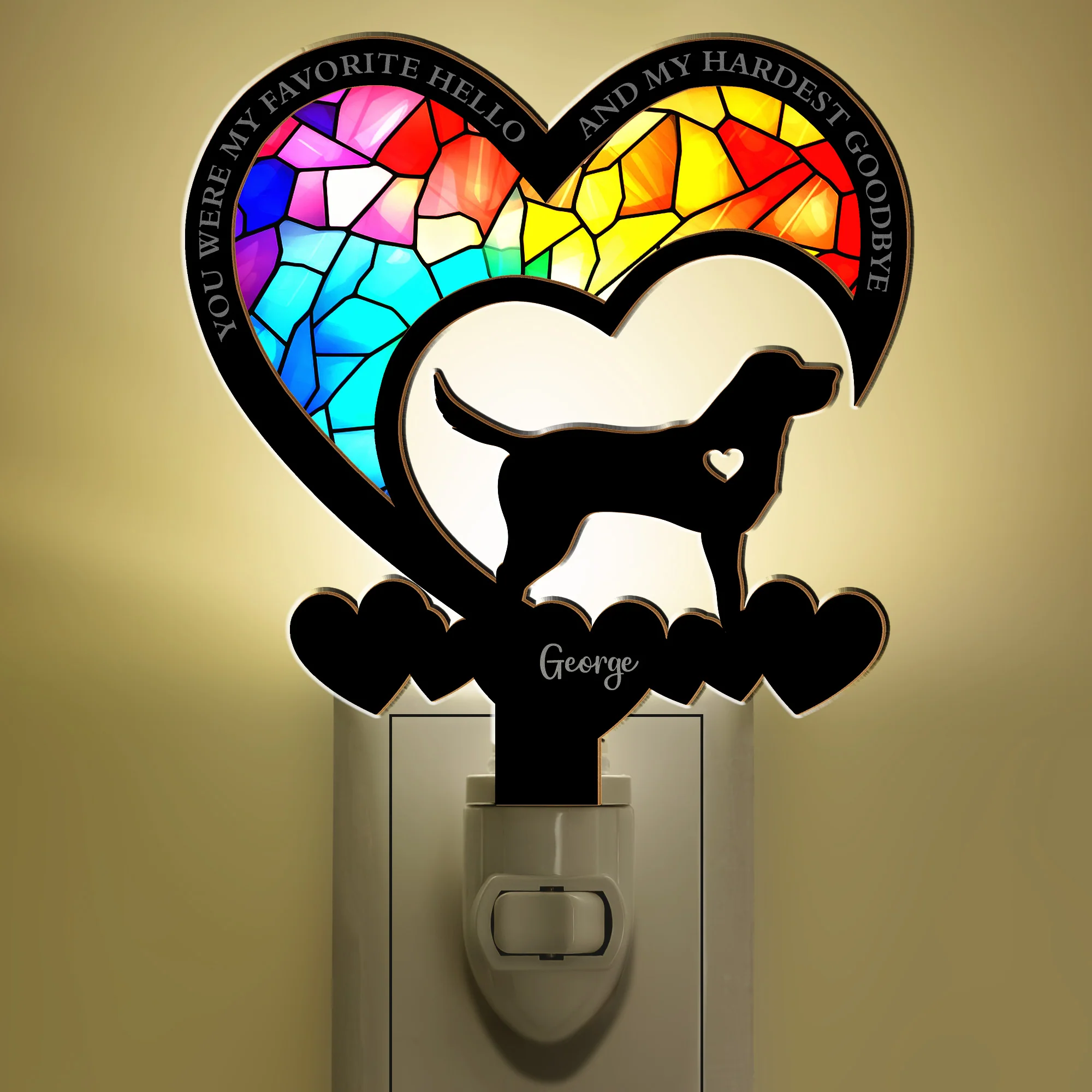 My Favorite Hello And My Hardest Goodbye - Personalized Wood And Acrylic Night Light - Image 5