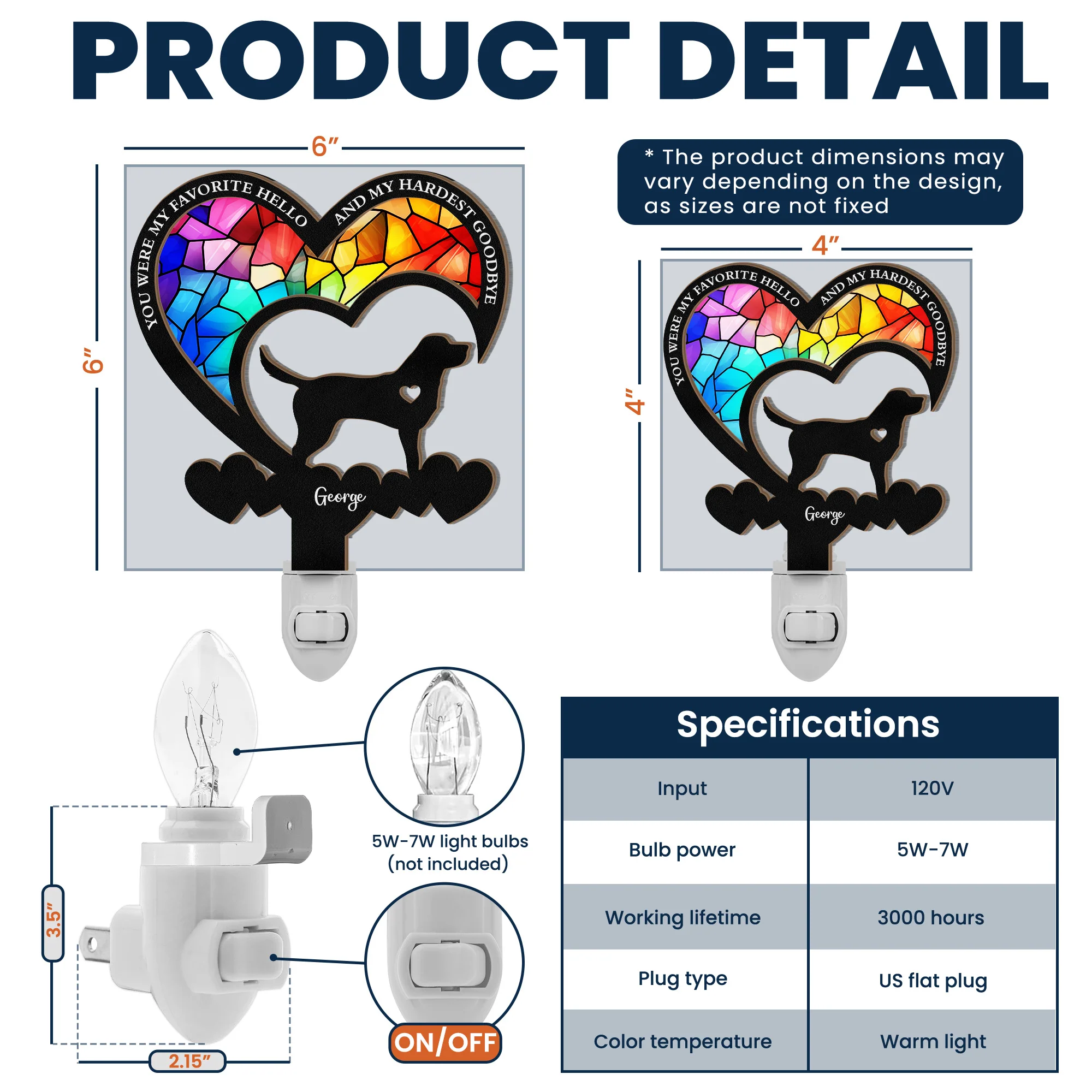 My Favorite Hello And My Hardest Goodbye - Personalized Wood And Acrylic Night Light - Image 6