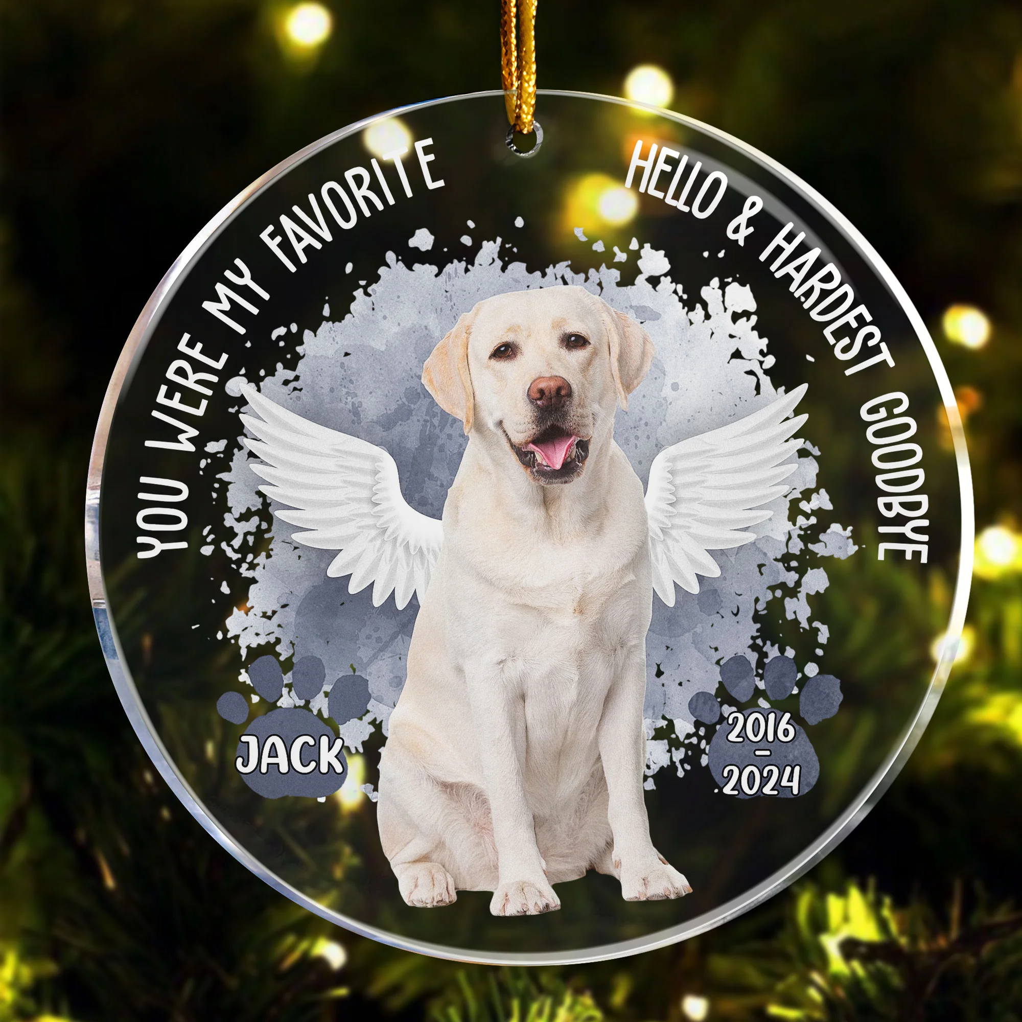 My Favorite Hello & Hardest Goodbye - Personalized Acrylic Photo Ornament - Image 5