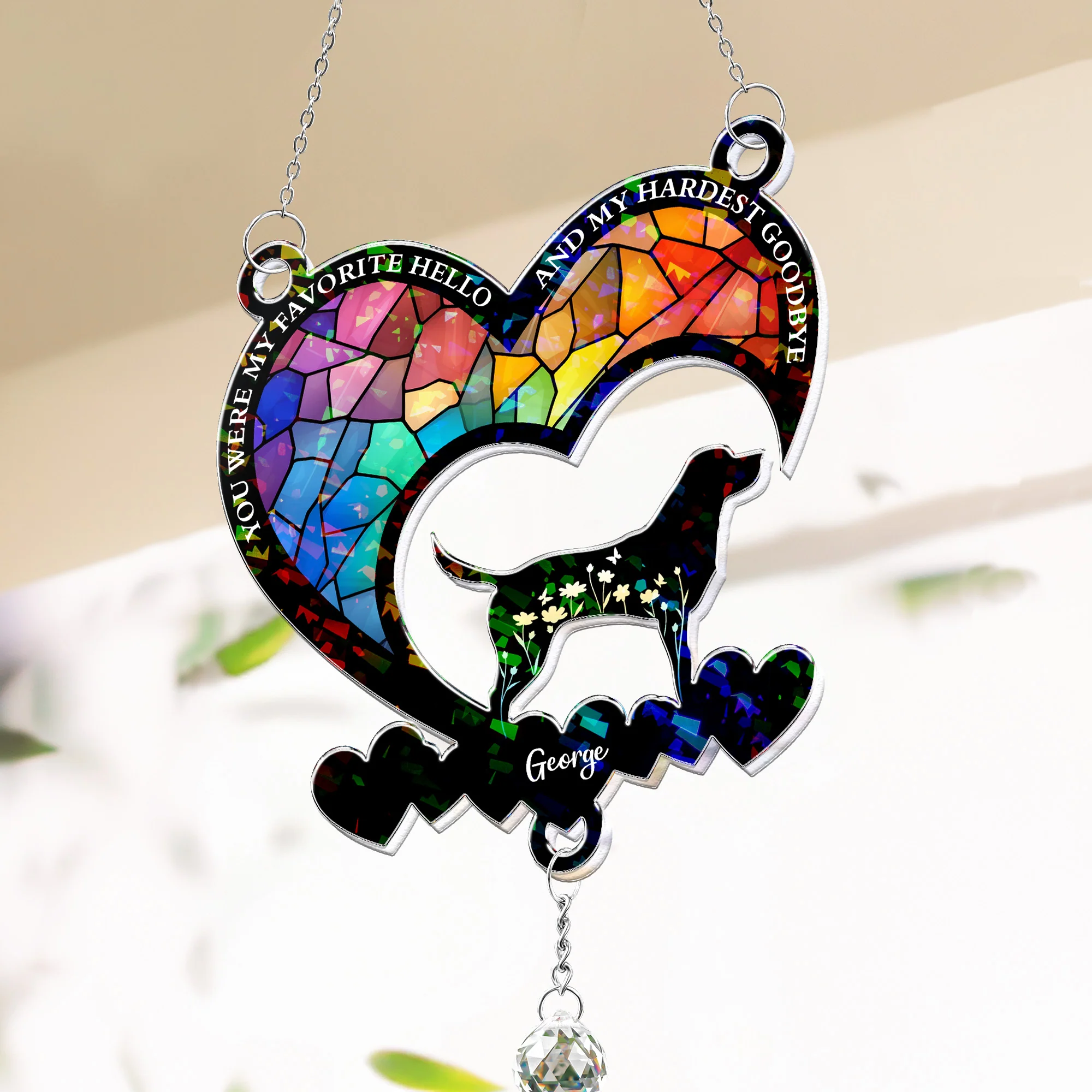 My Favorite Hello & Hardest Goodbye - Personalized Acrylic Suncatcher With Crystal Ball Prism - Image 6
