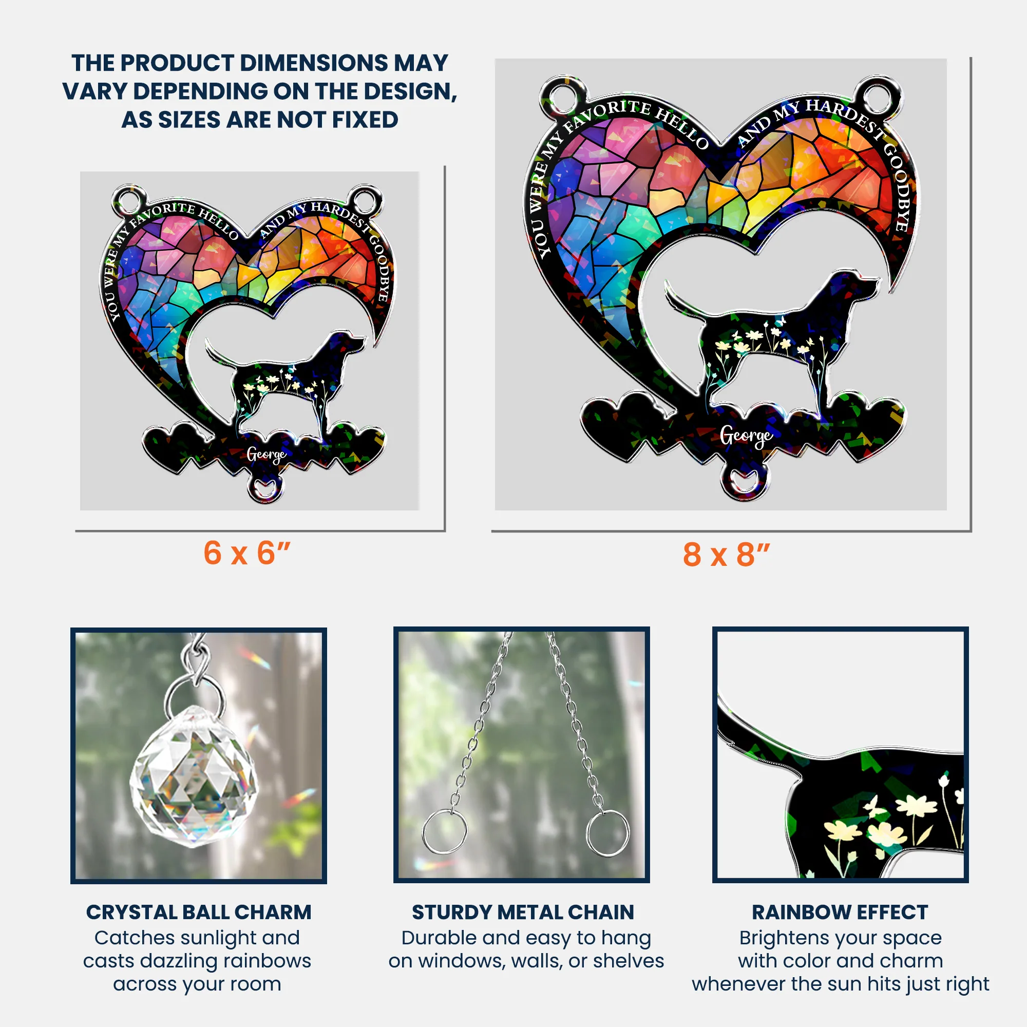 My Favorite Hello & Hardest Goodbye - Personalized Acrylic Suncatcher With Crystal Ball Prism - Image 8