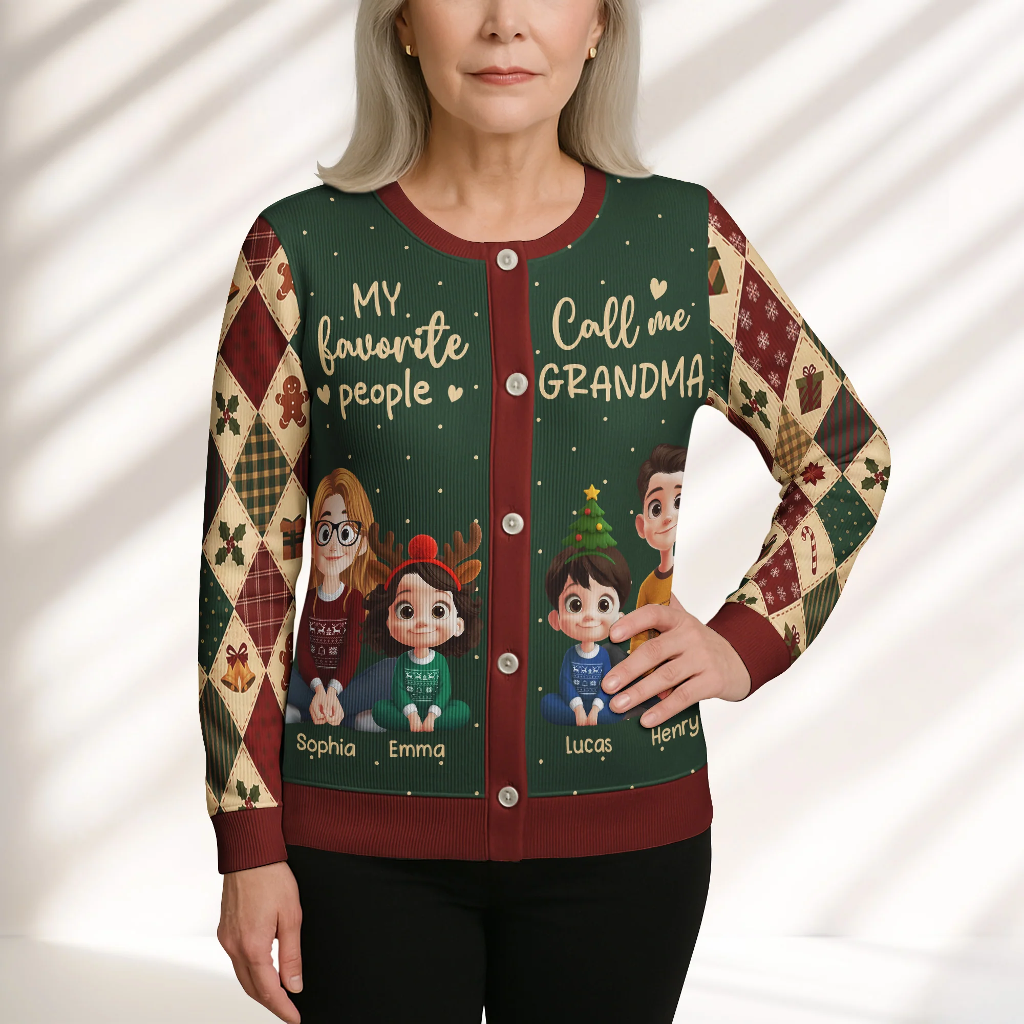 My Favorite People Call Me Grandma - Personalized Crewneck Cardigan - Image 5