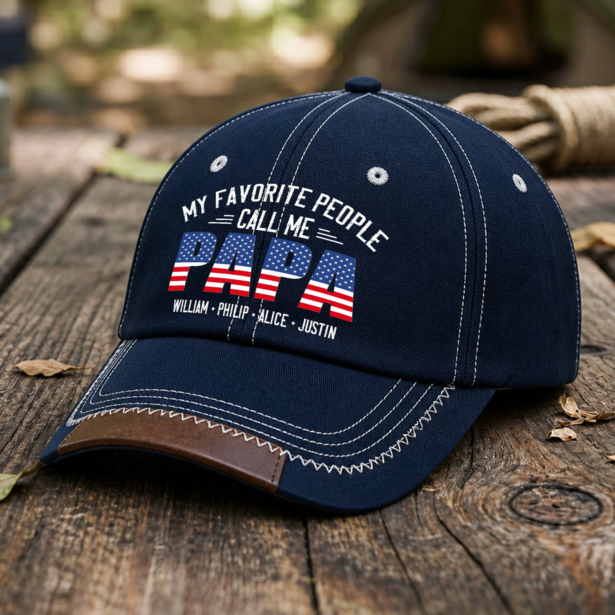 My Favorite People Call Me Papa, Grandpa - Personalized Cap - Image 4