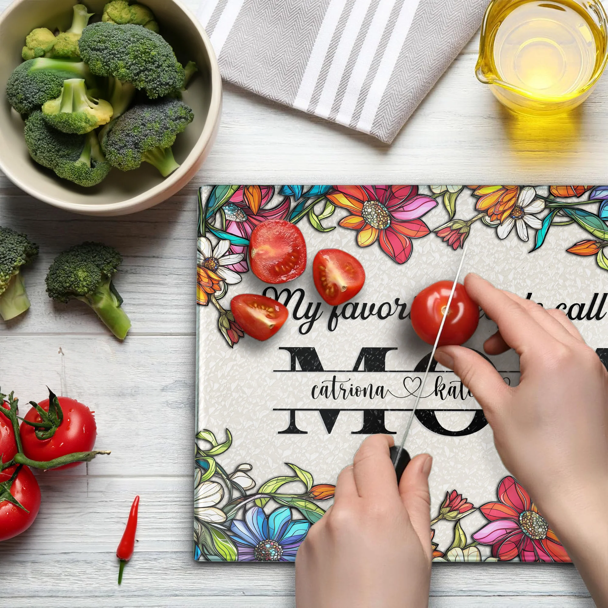 My Favorite People Call Me - Personalized Glass Cutting Board - Image 3