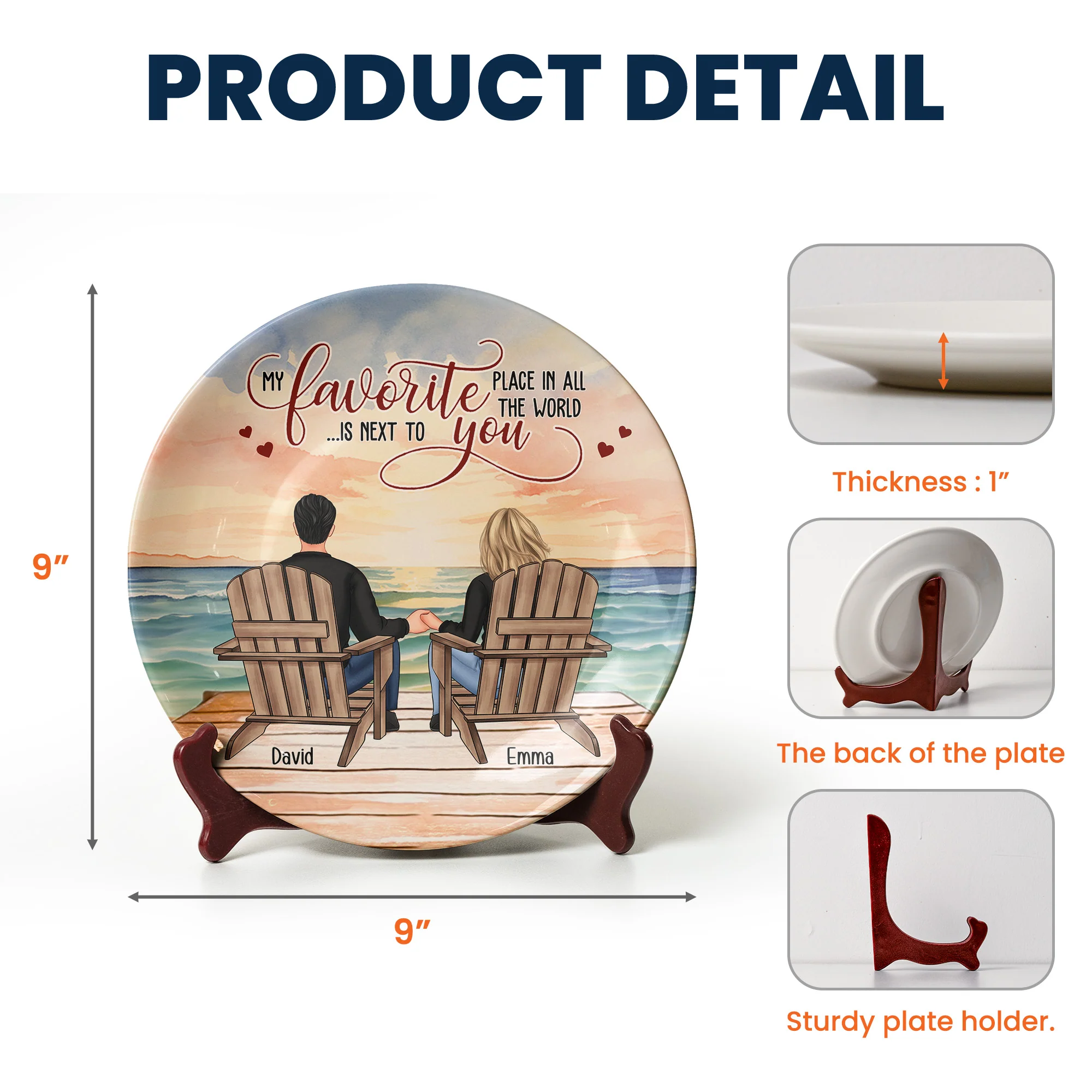 My Favorite Place In All The World Is Next To You - Personalized Ceramic Plate - Image 5