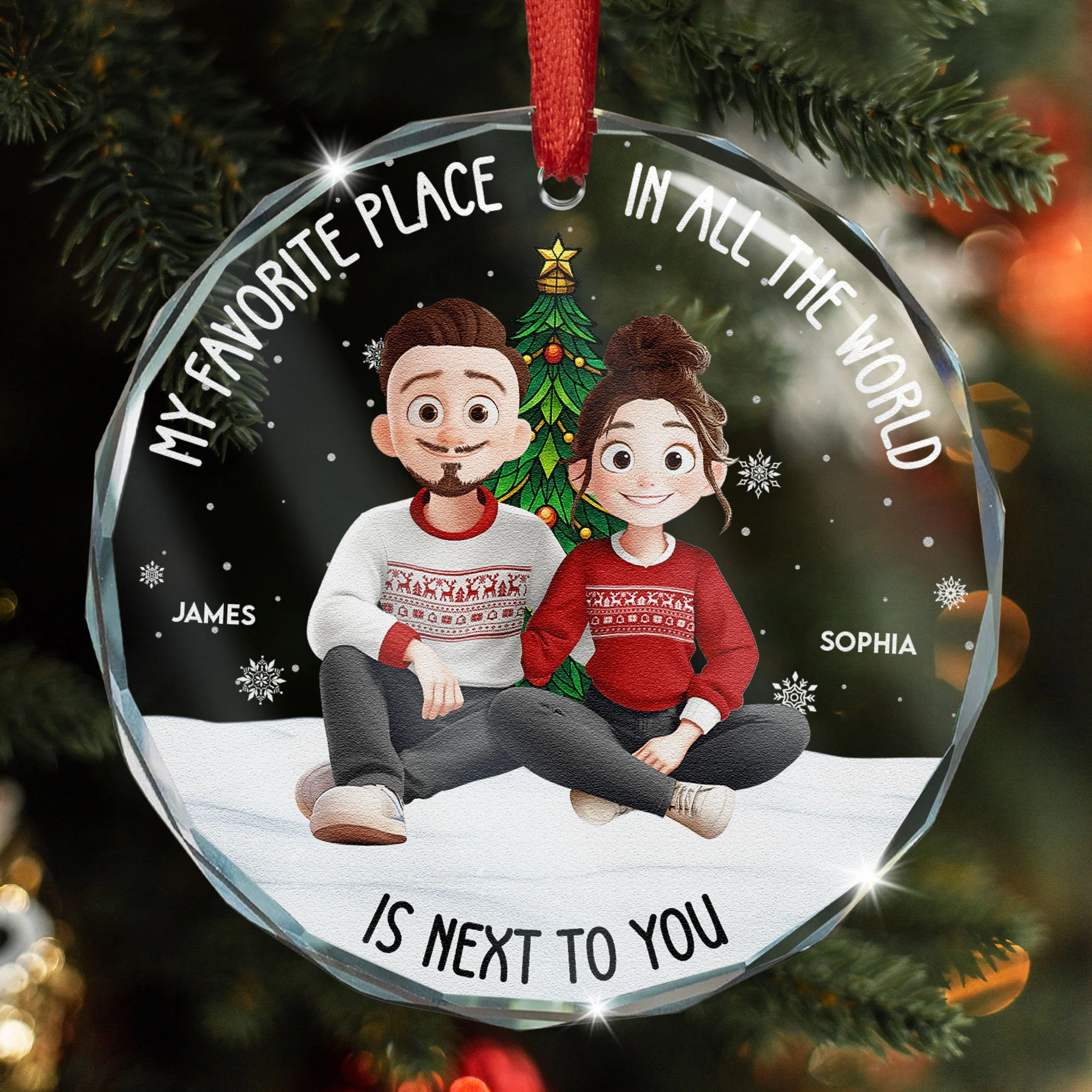 My Favorite Place In All The World - Personalized Glass Ornament - Image 3
