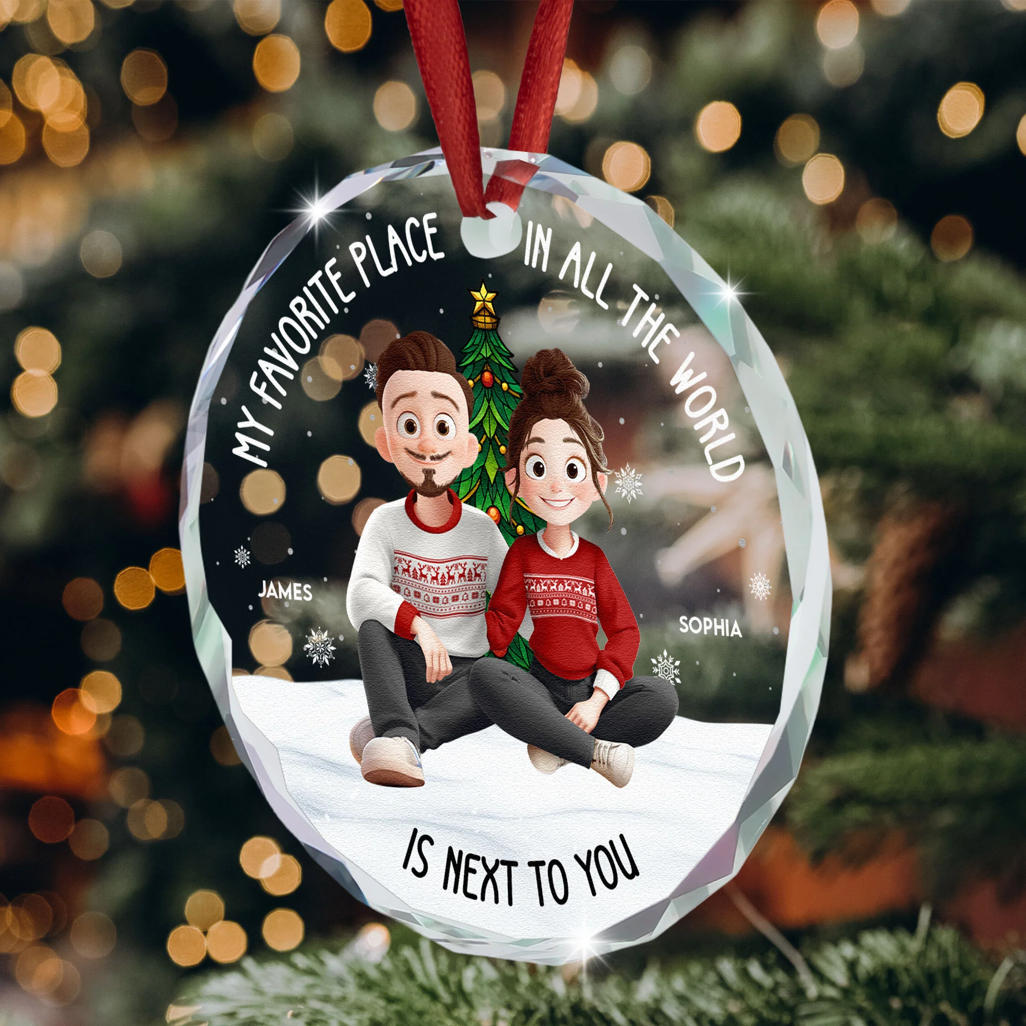 My Favorite Place In All The World - Personalized Glass Ornament - Image 4