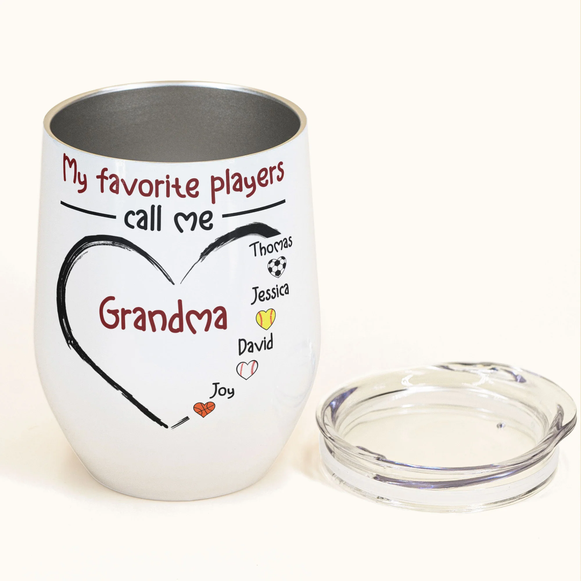 My Favorite Player Calls Me Grandma - Personalized Wine Tumbler - Image 4