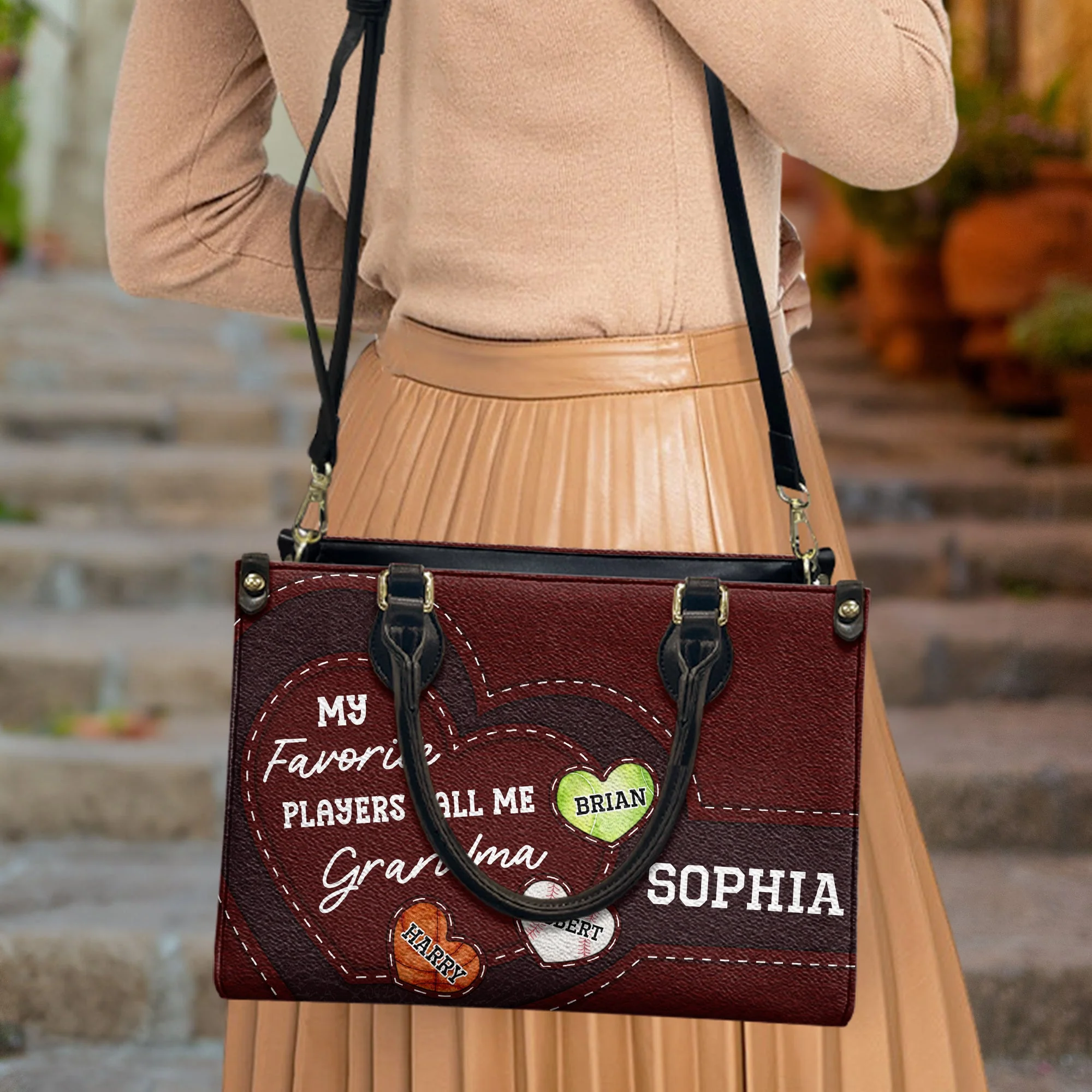 My Favorite Players Call Me Grandma - Personalized Leather Bag - Image 3