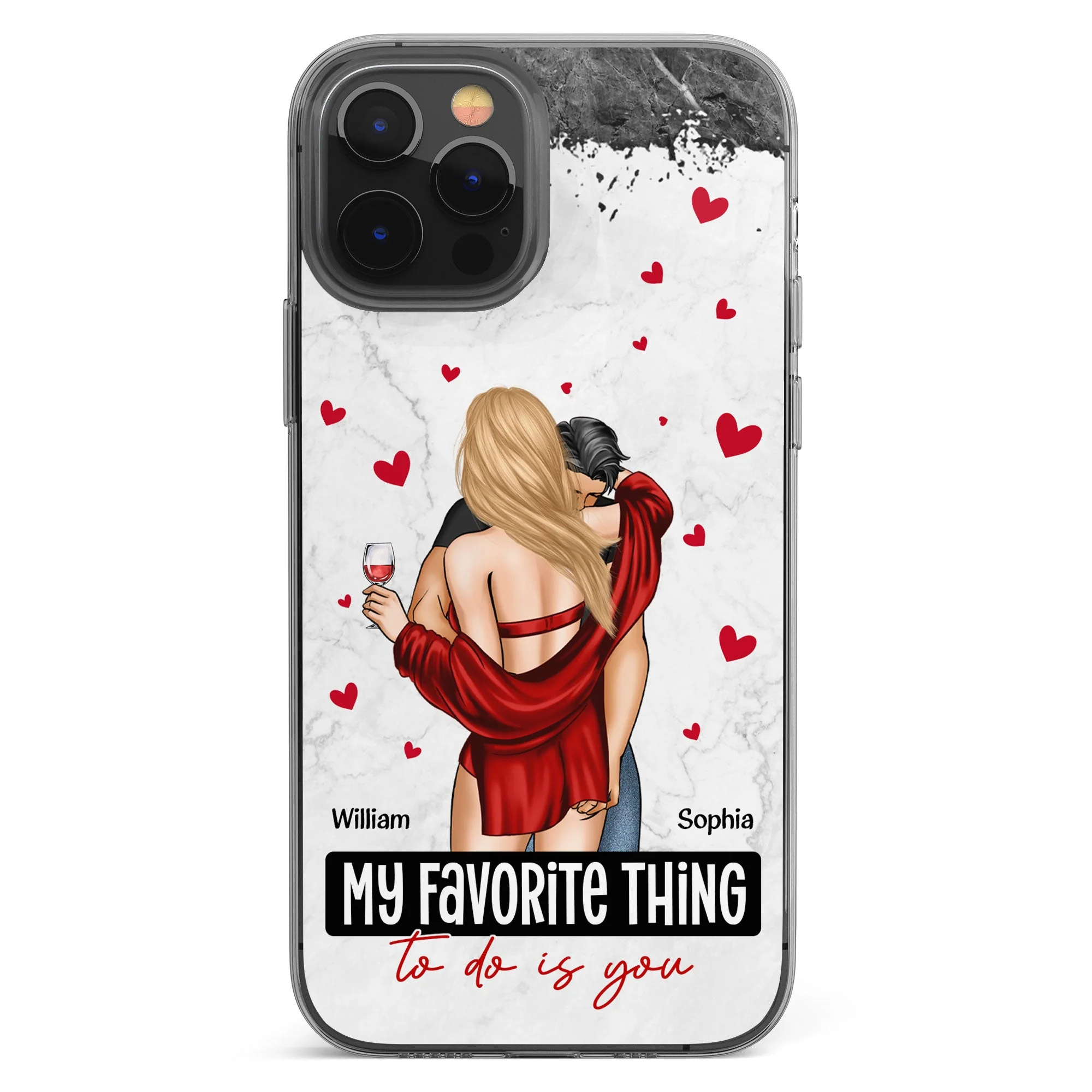 My Favorite Thing To Do Is You Couples - Personalized Clear Phone Case - Image 3