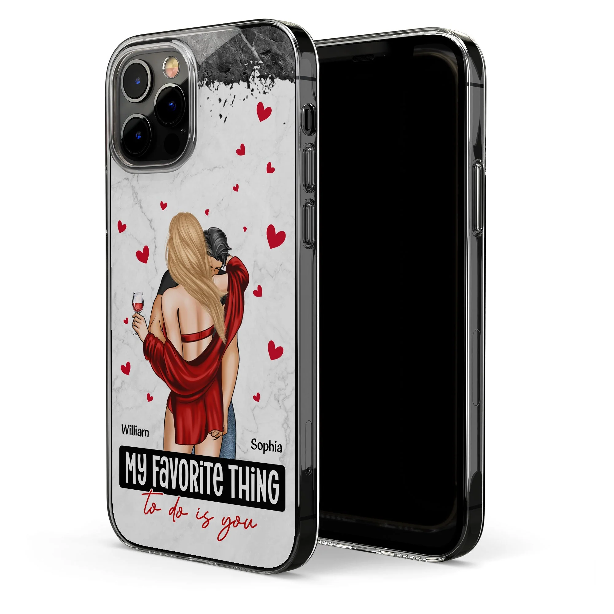 My Favorite Thing To Do Is You Couples - Personalized Clear Phone Case - Image 4