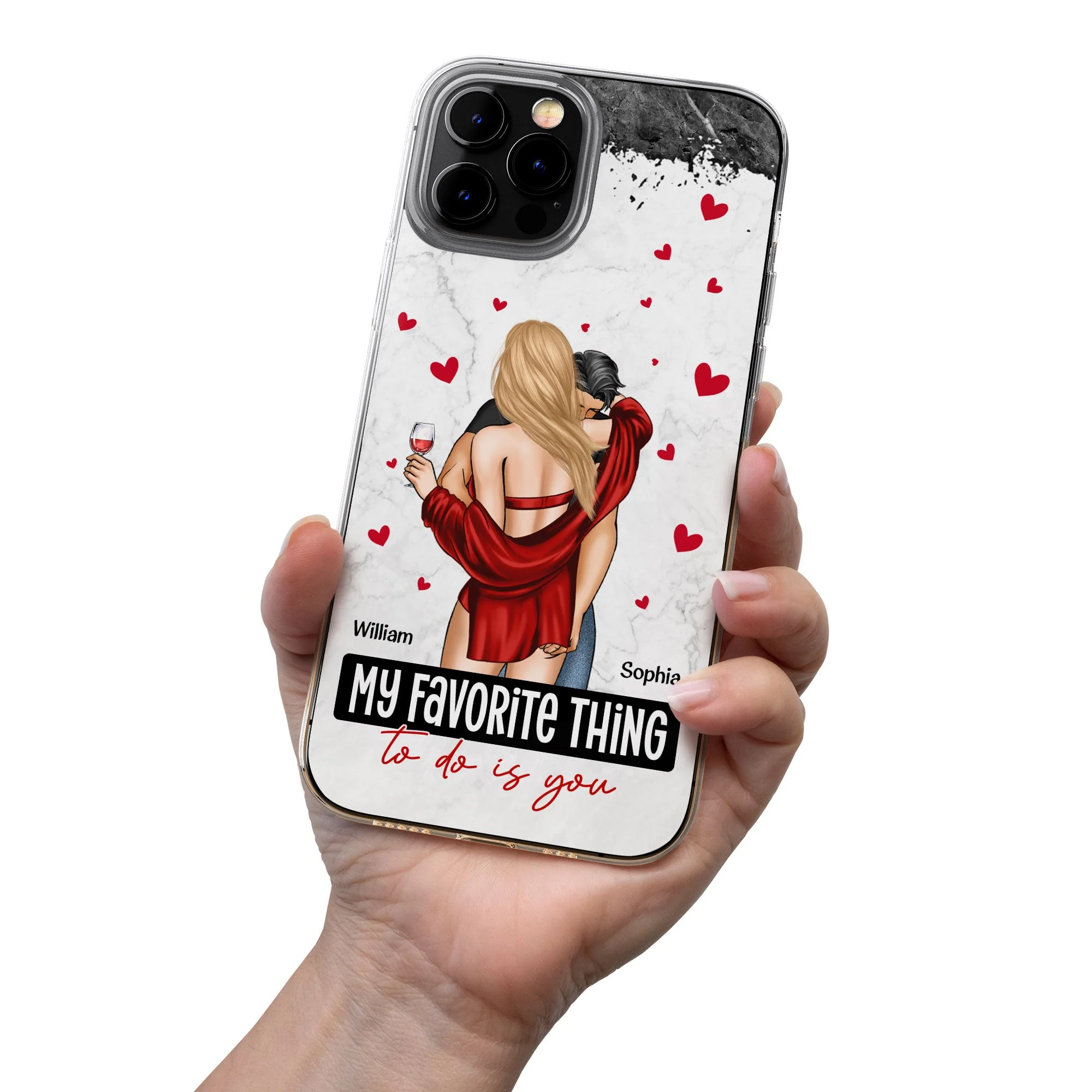 My Favorite Thing To Do Is You Couples - Personalized Clear Phone Case - Image 5