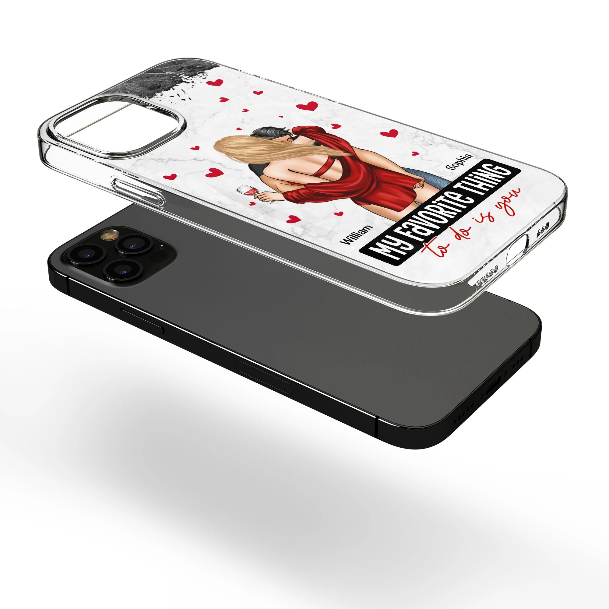 My Favorite Thing To Do Is You Couples - Personalized Clear Phone Case - Image 7