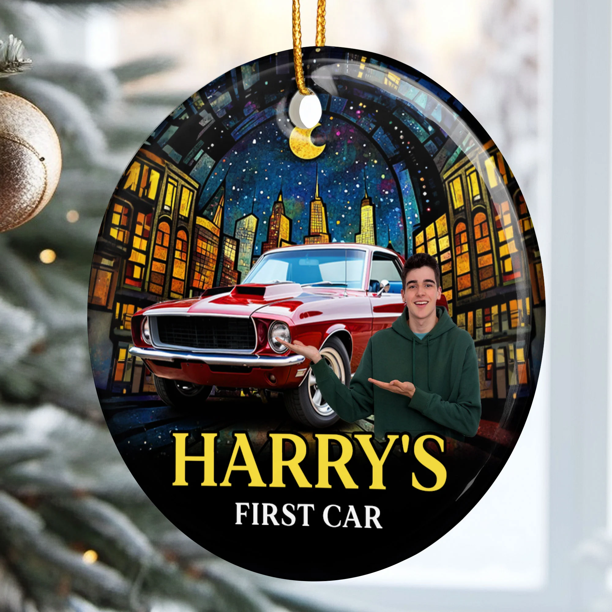 My First Car - Personalized Ceramic Photo Ornament - Image 2