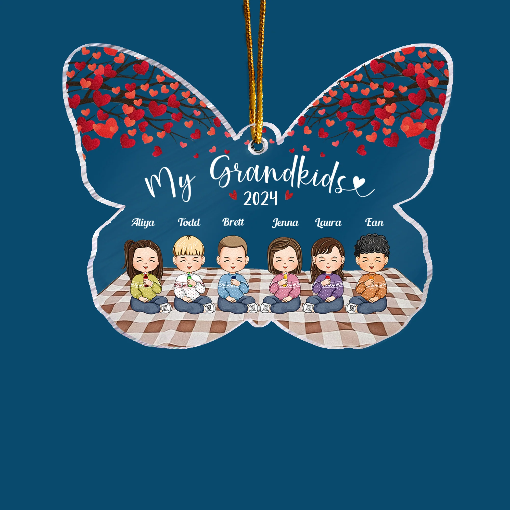 My Grandkids 2024 - Personalized Butterfly Shaped Acrylic Ornament - Image 4