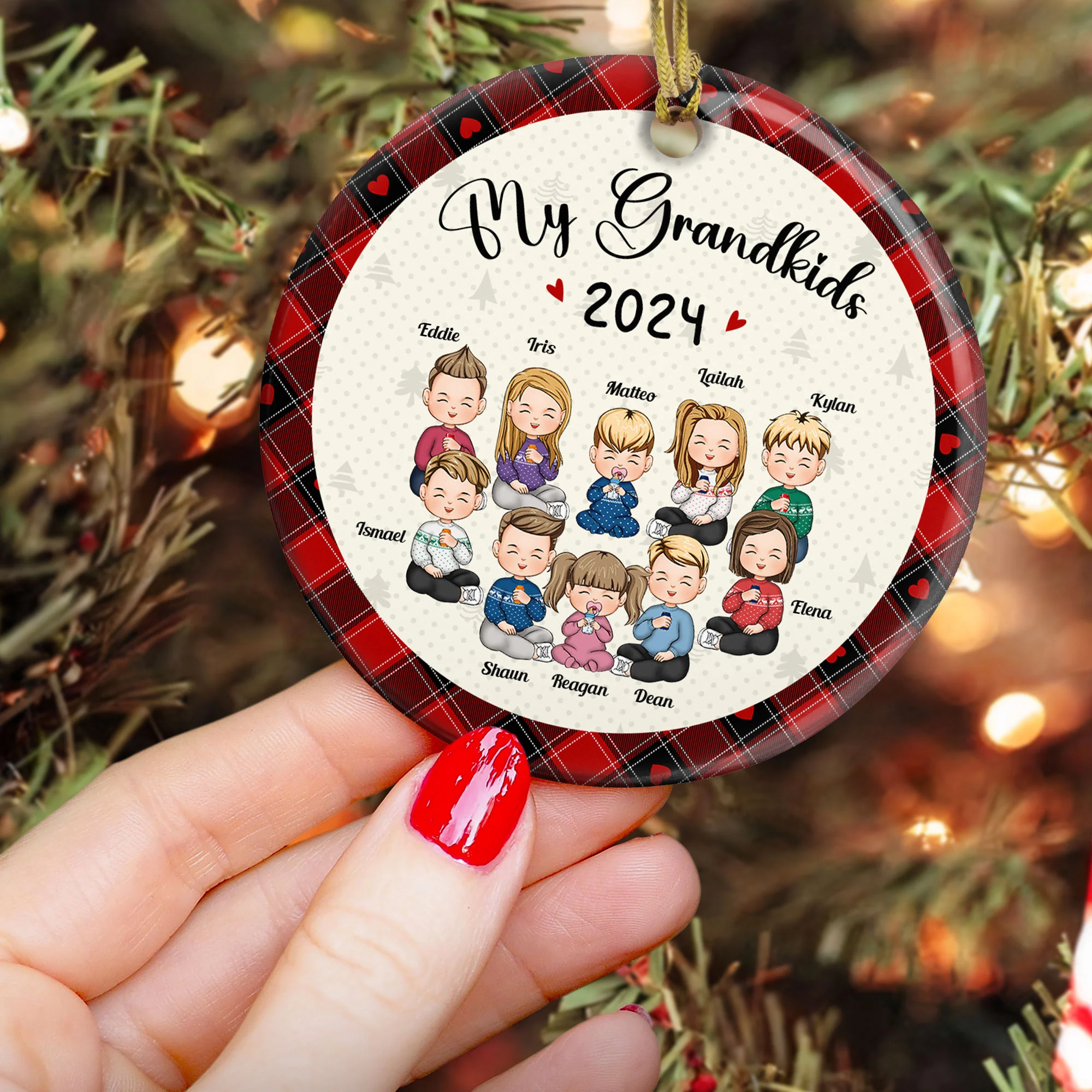 My Grandkids - 2024 Version - Personalized Ceramic Ornament - Image 2
