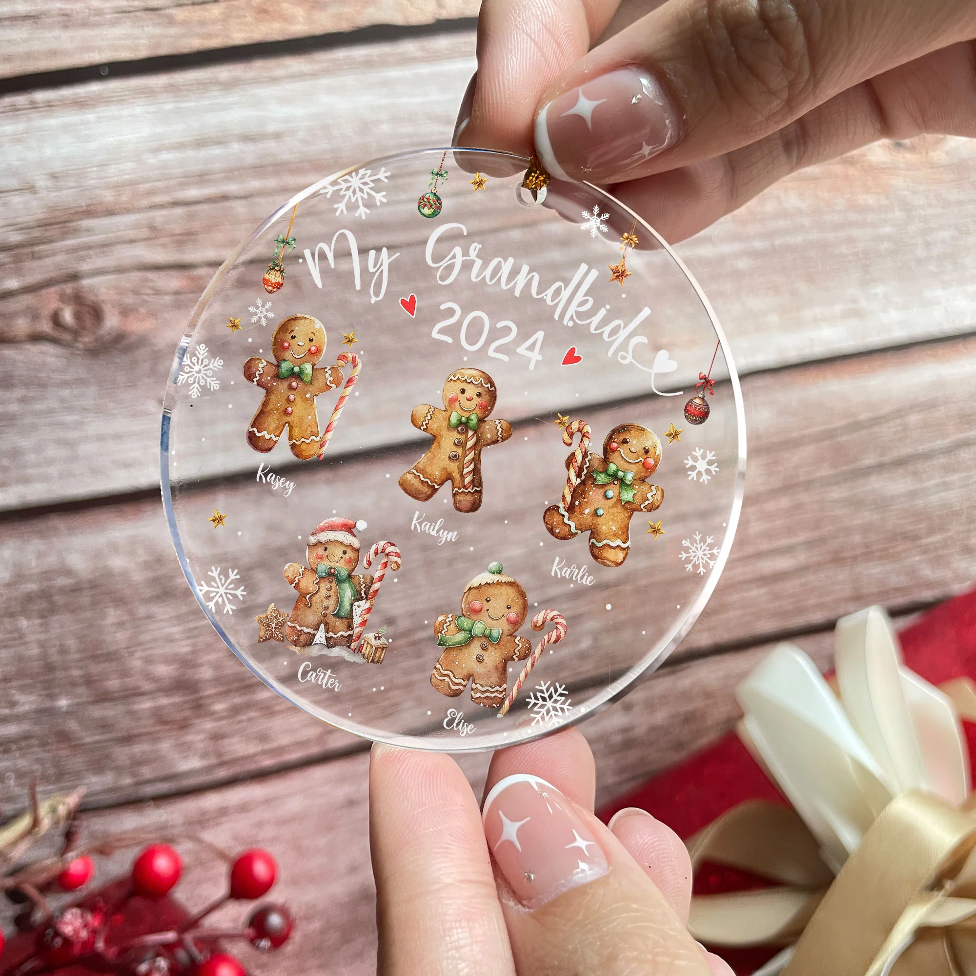 My Grandkids - Gingerbread - Personalized Acrylic Ornament - Image 2