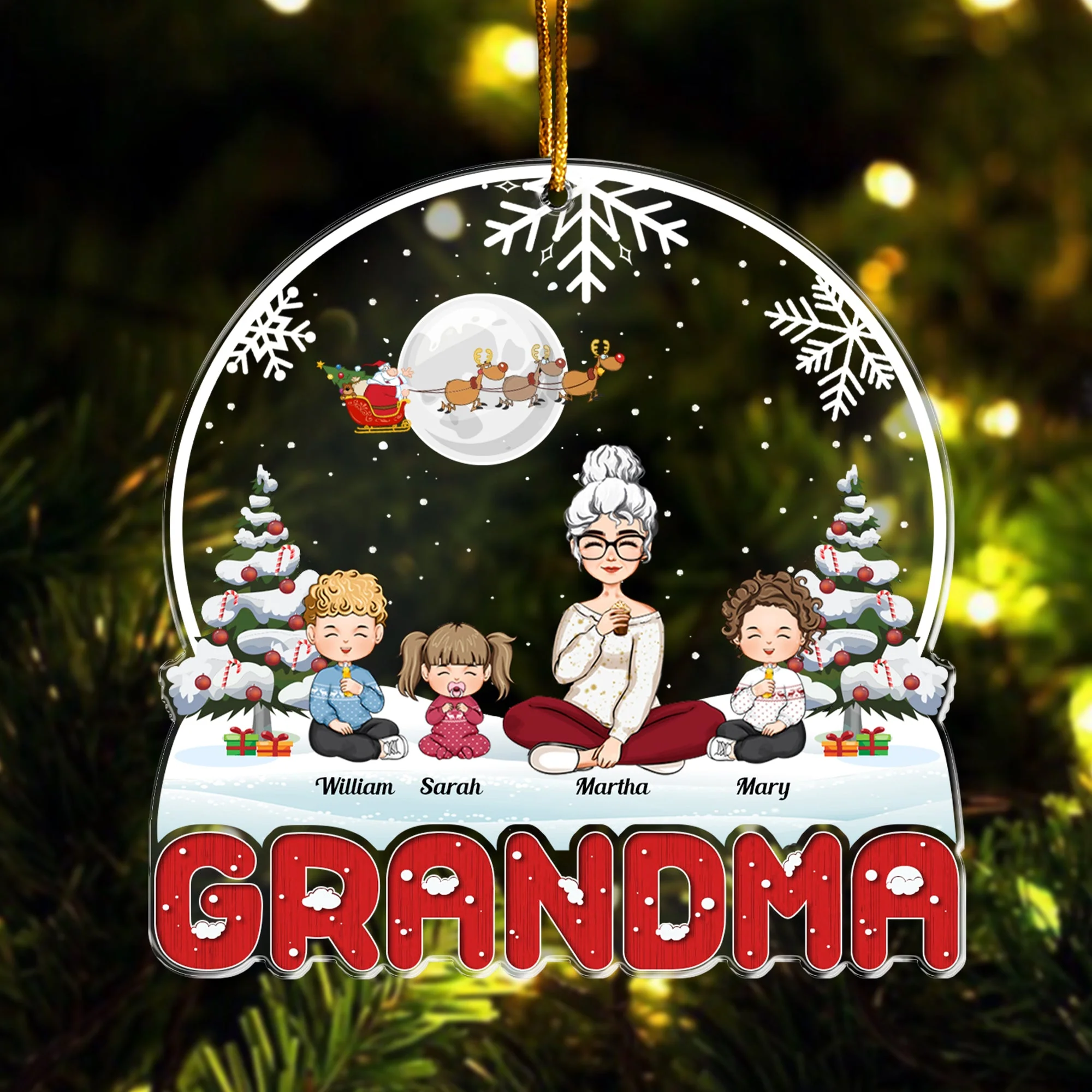 My Grandma - Personalized Grandma Shaped Acrylic Ornament - Image 2