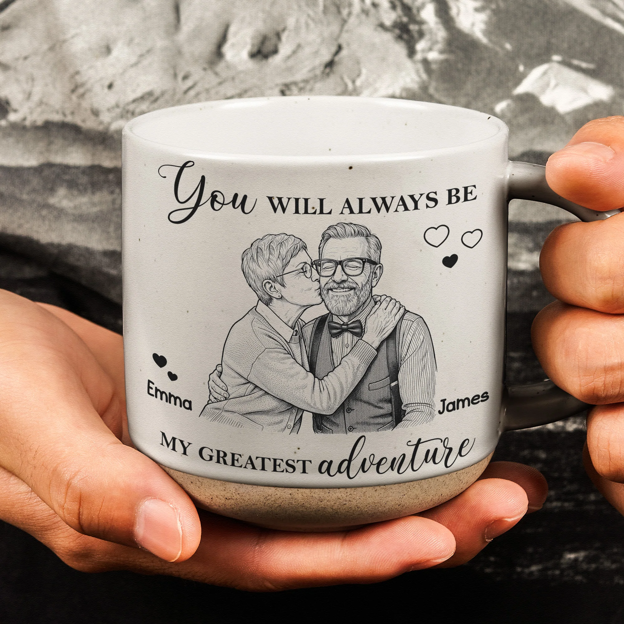 My Greatest Adventure Couple Photo Sketch Line Art Anniversary Gift For Him, Her - Personalized Mug - Image 5