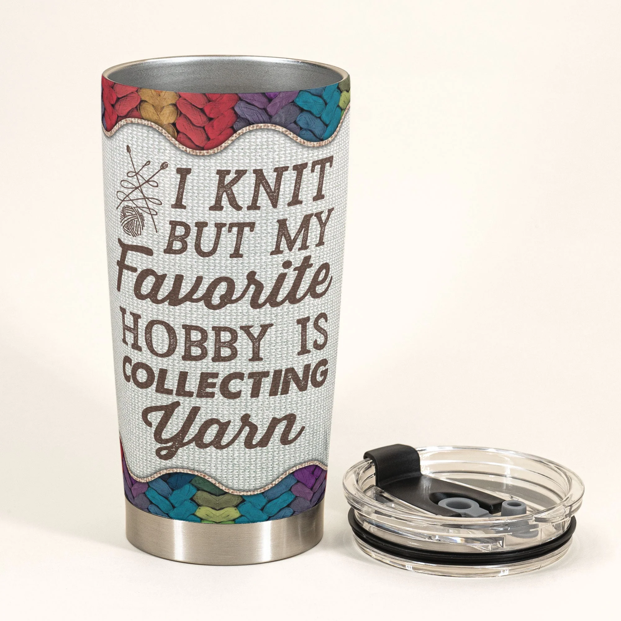 My Hobby Is Collecting Yarn - Personalized Tumbler - Birthday, Mother Days Gift For Knitter, Crocheter, Yarn Collector, Yarn Hoarder, Knitting Mother, Grandma - Knitting Girl - Image 3