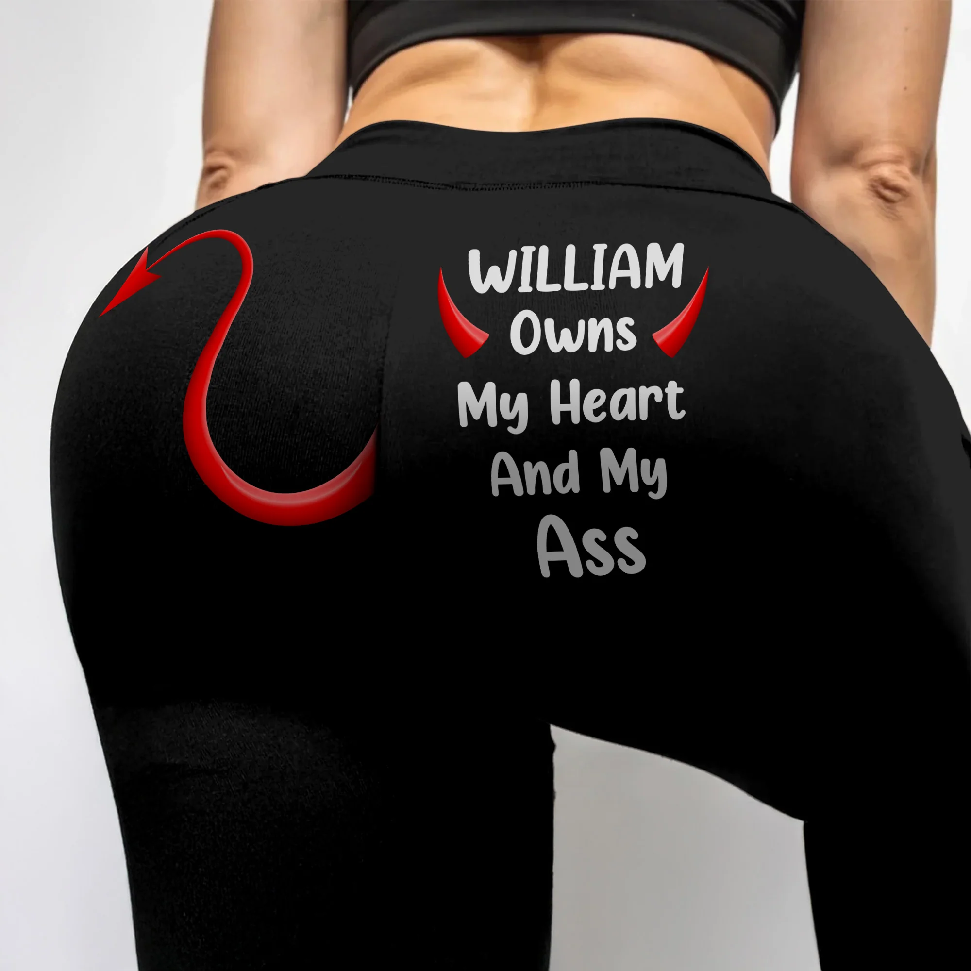 My Husband / Boyfriend Owns My Heart And My Ass - Personalized Leggings - Image 2