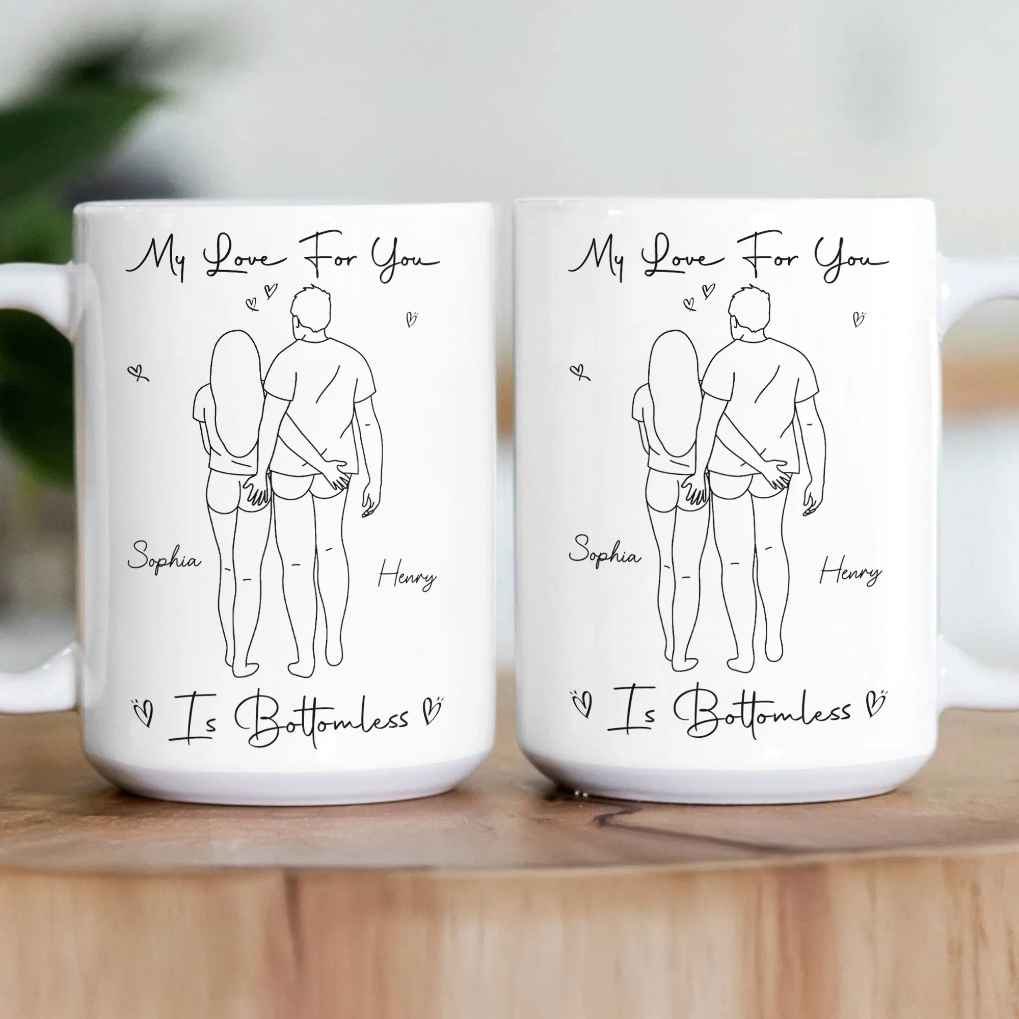 My Love For You Is Bottomless Lineart - Personalized Mug - Image 3