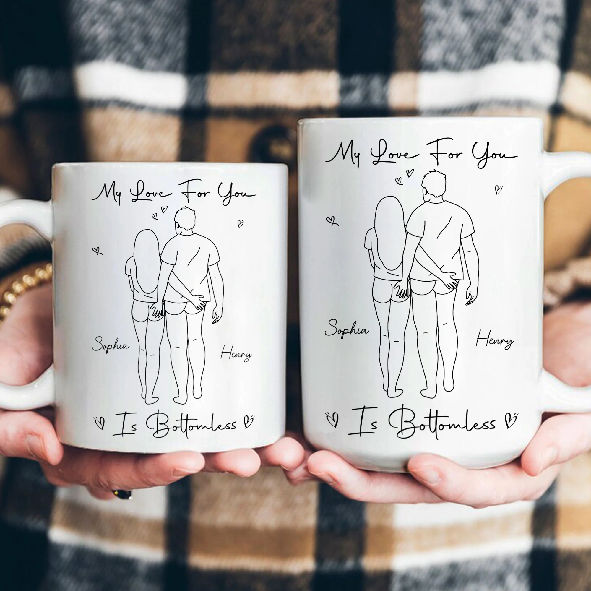 My Love For You Is Bottomless Lineart - Personalized Mug - Image 4