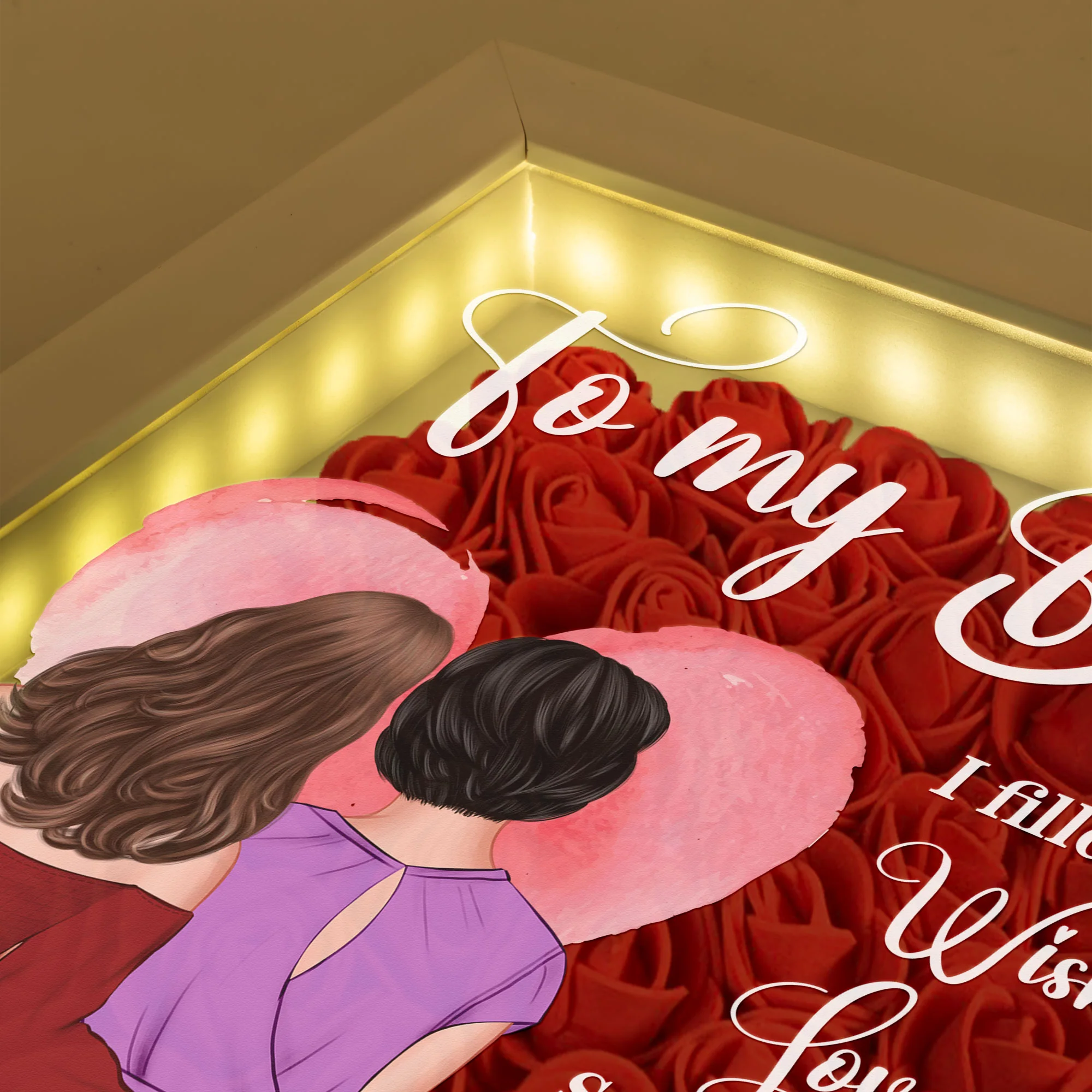 My Love For You Is Forever - Personalized Flower Shadow Box With LED Light - Image 2