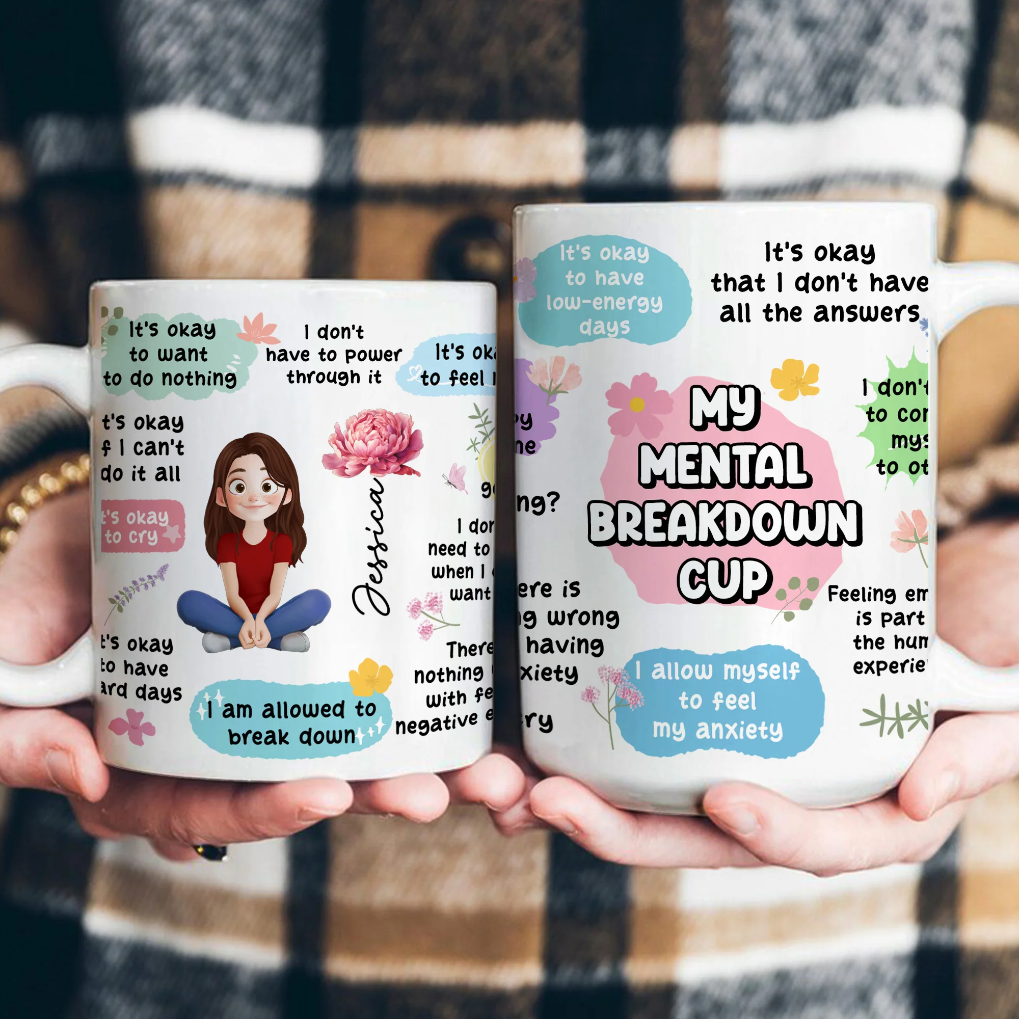 My Mental Breakdown Cup Cartoon With Birth Flower - Personalized Mug - Image 4