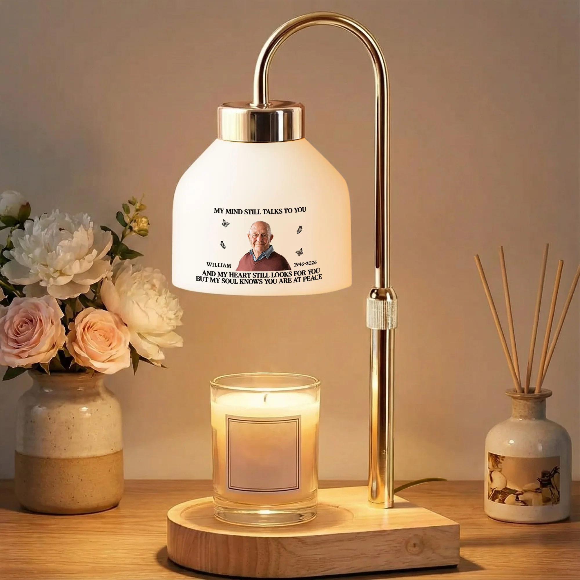 My Mind Still Talks To You Custom Photo Memorial Gift - Personalized Candle Warmer - Image 4