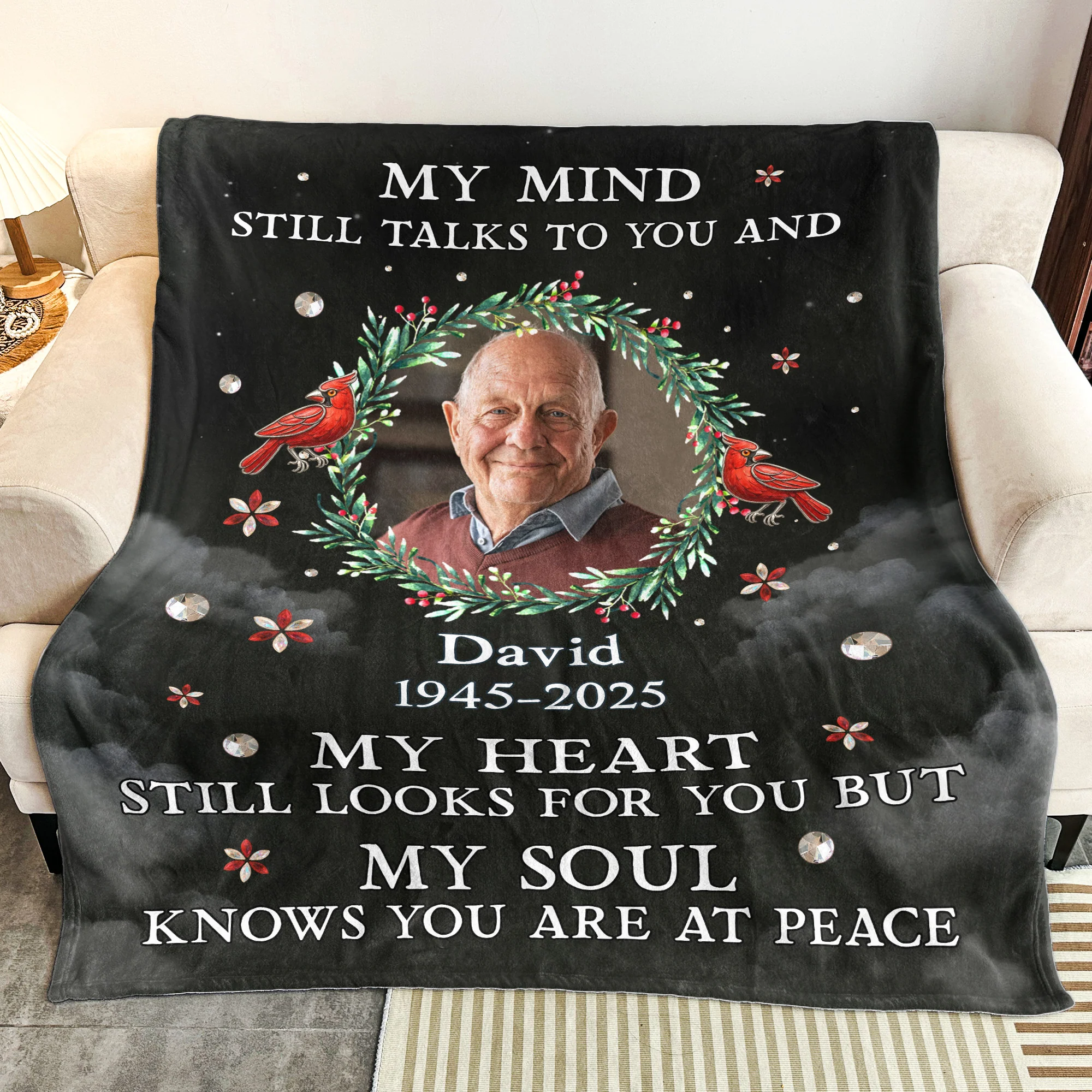 My Mind Still Talks To You Memorial Blanket - Personalized Photo Blanket - Image 4