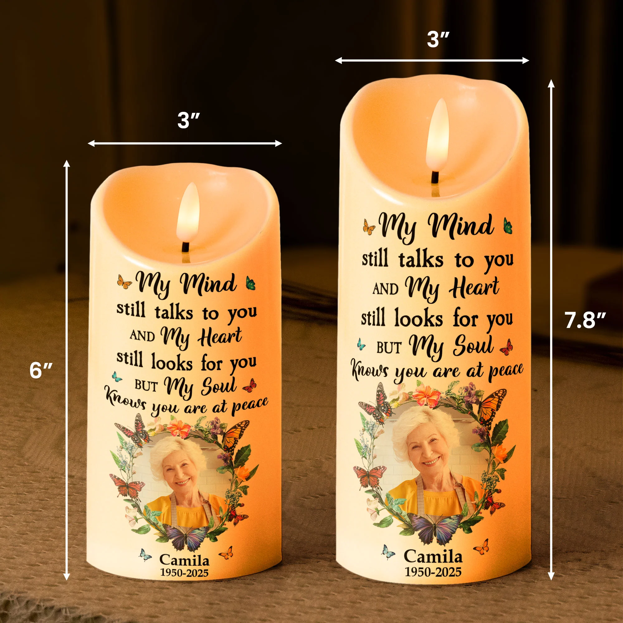 My Mind Still Talks To You - Personalized Photo LED Candle - Image 6