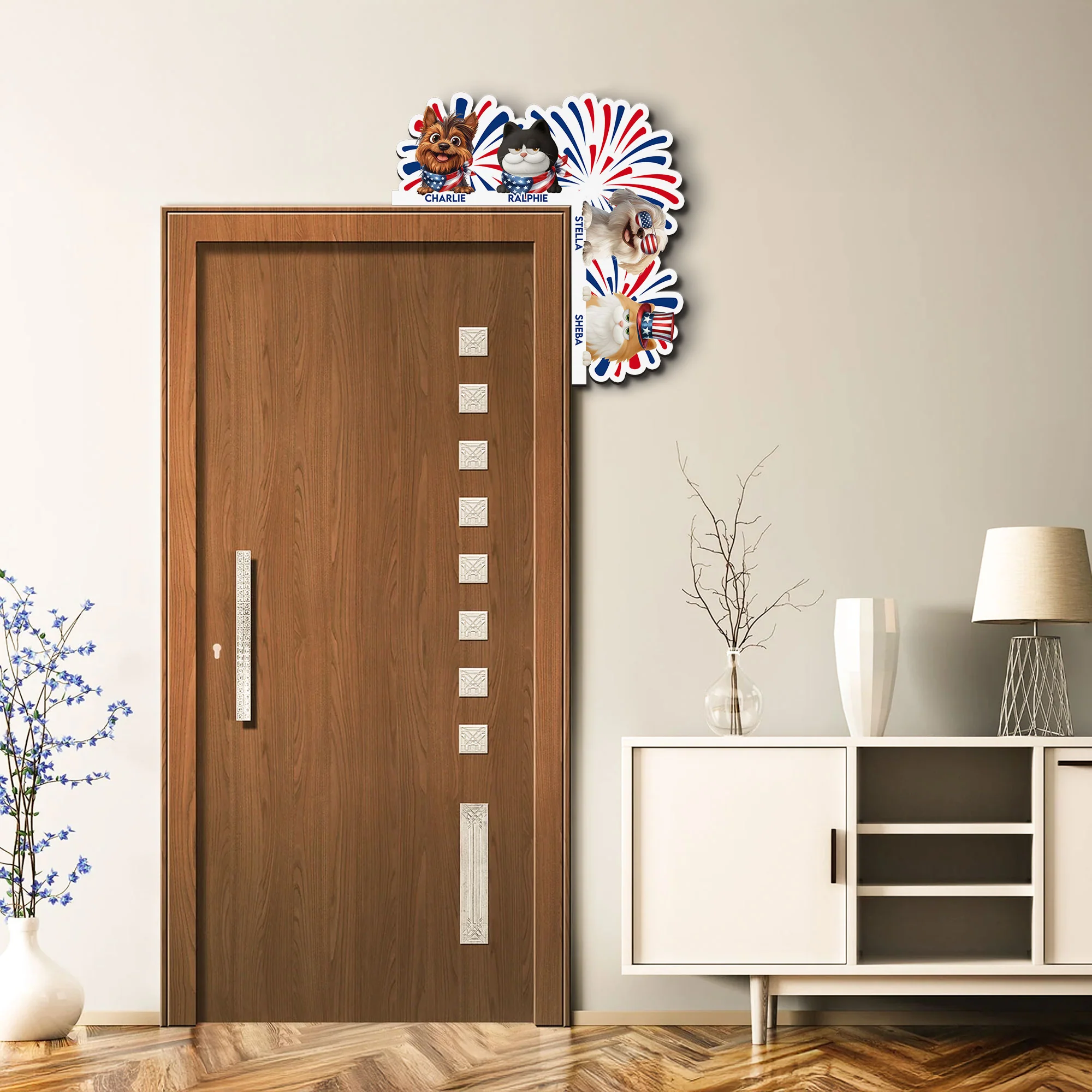 My Pets Are Waiting For America’s 250th - Personalized Door Corner Wood Sign - Image 2