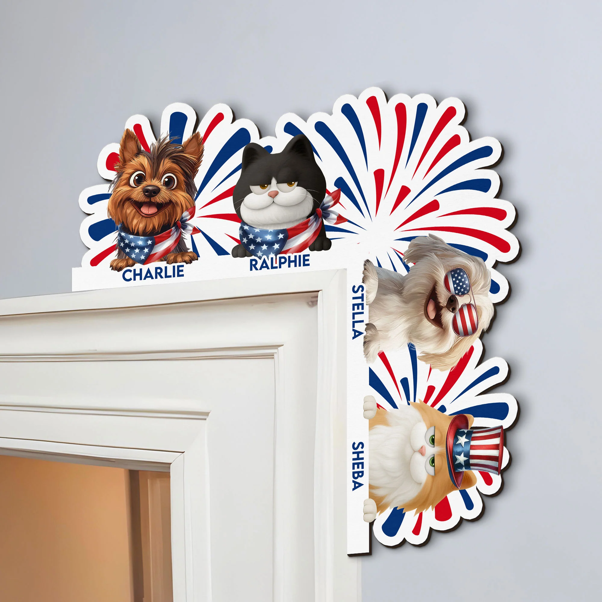 My Pets Are Waiting For America’s 250th - Personalized Door Corner Wood Sign - Image 4