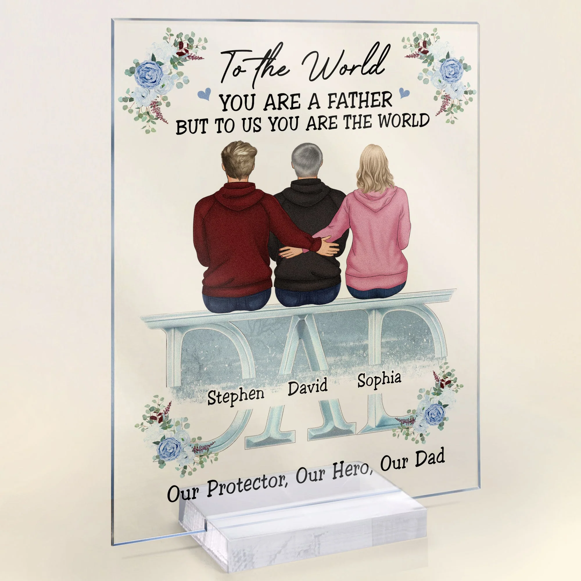 My Protector My Hero My Dad - Personalized Acrylic Plaque - Birthday, Father's Day Gift For Husband, Father, Daddy, Grandpa - Image 2