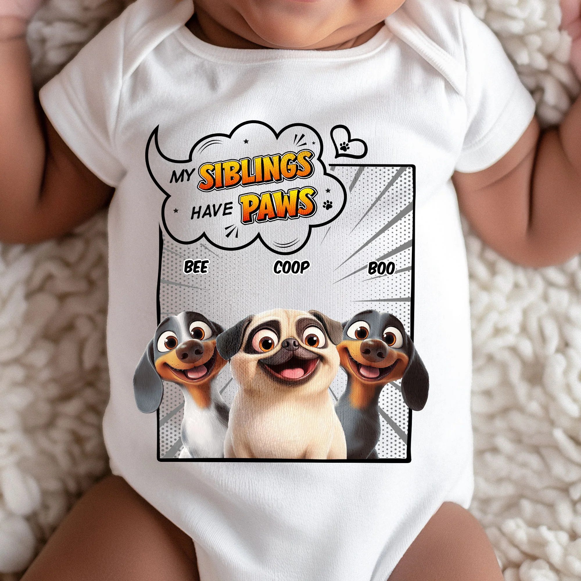 My Sibling Has Paws - Personalized Baby Bodysuit - Image 3