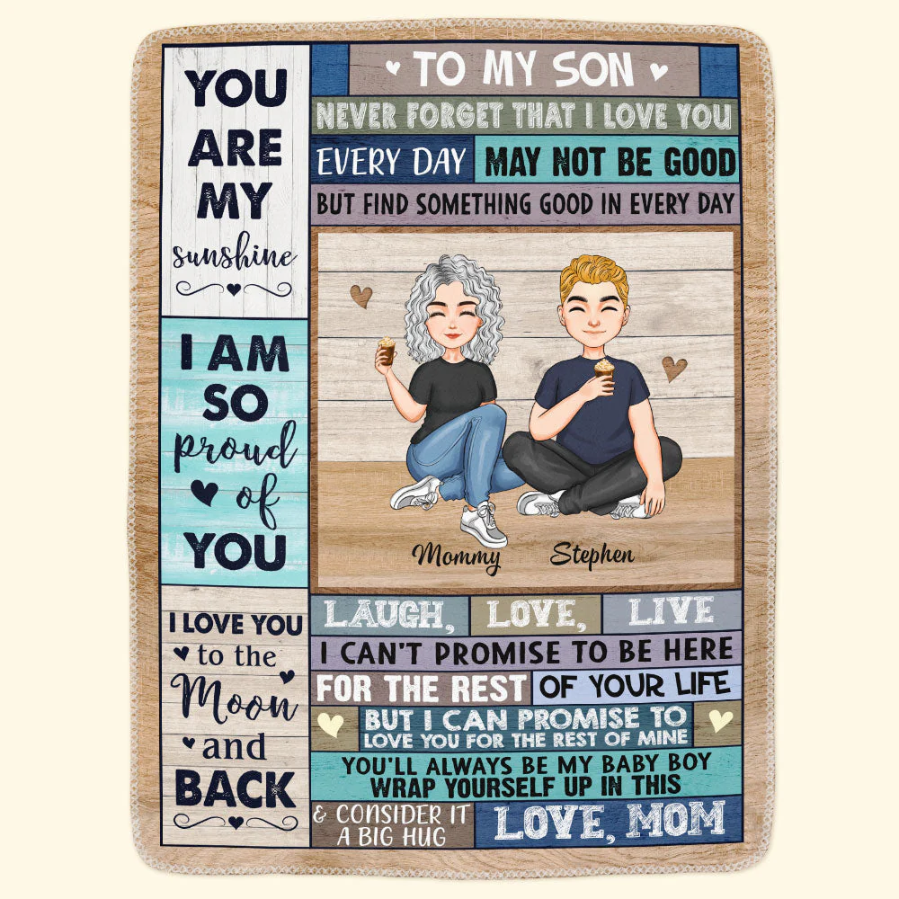 Son I Love You To The Moon And Back - Personalized Son Blanket - Image 2