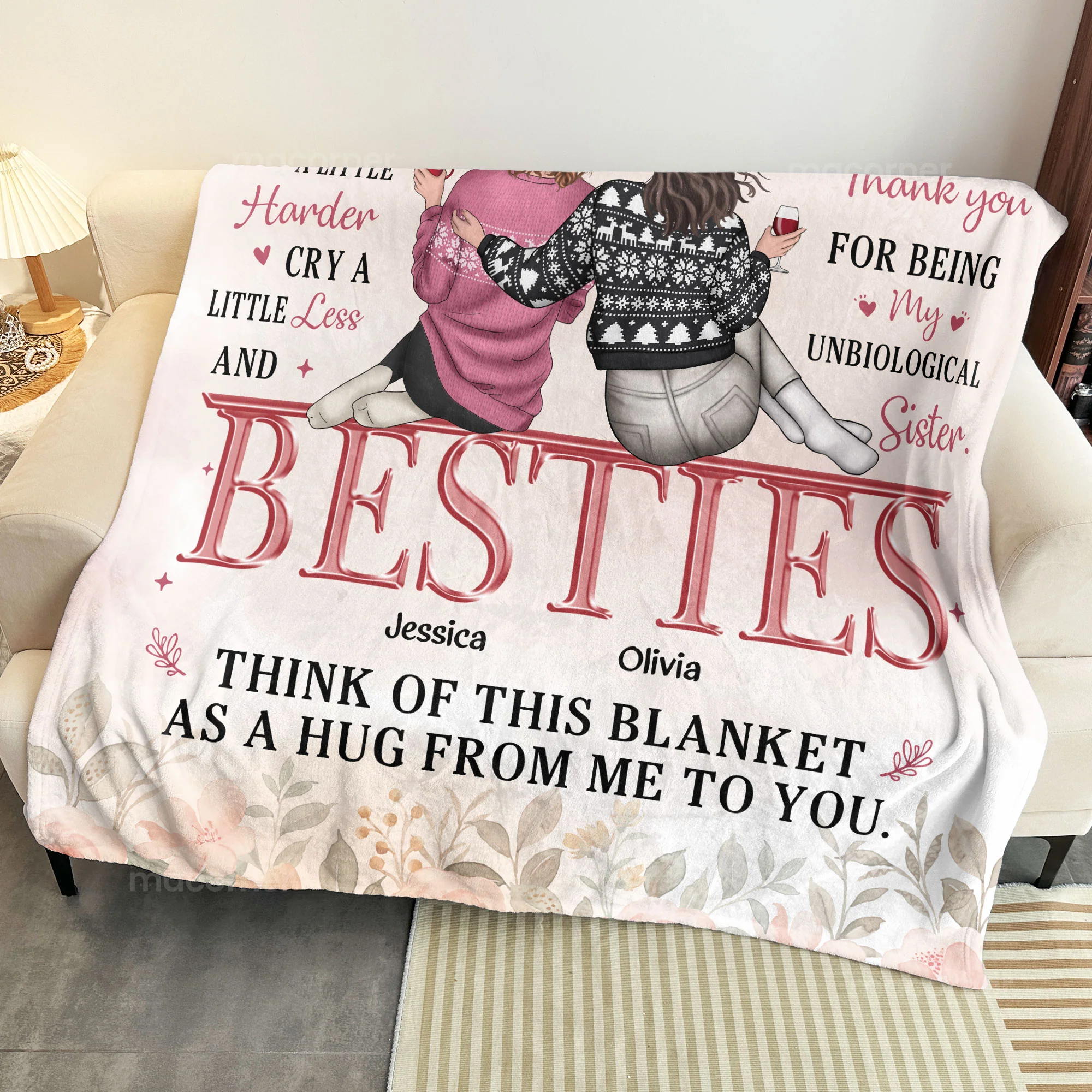 My Unbiological Sister Think Of This Blanket As A Hug - Personalized Blanket - Image 4