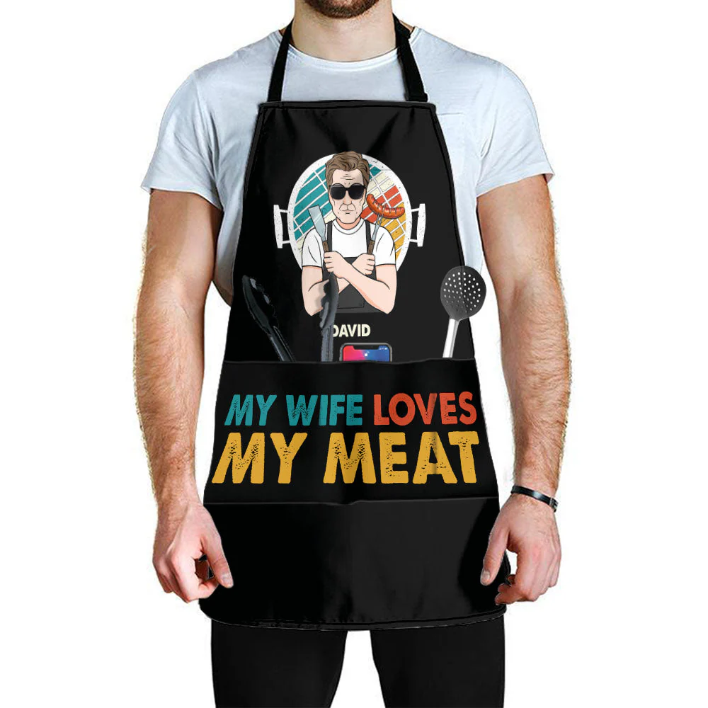 My Wife Loves My Meat - Personalized Apron - Image 4