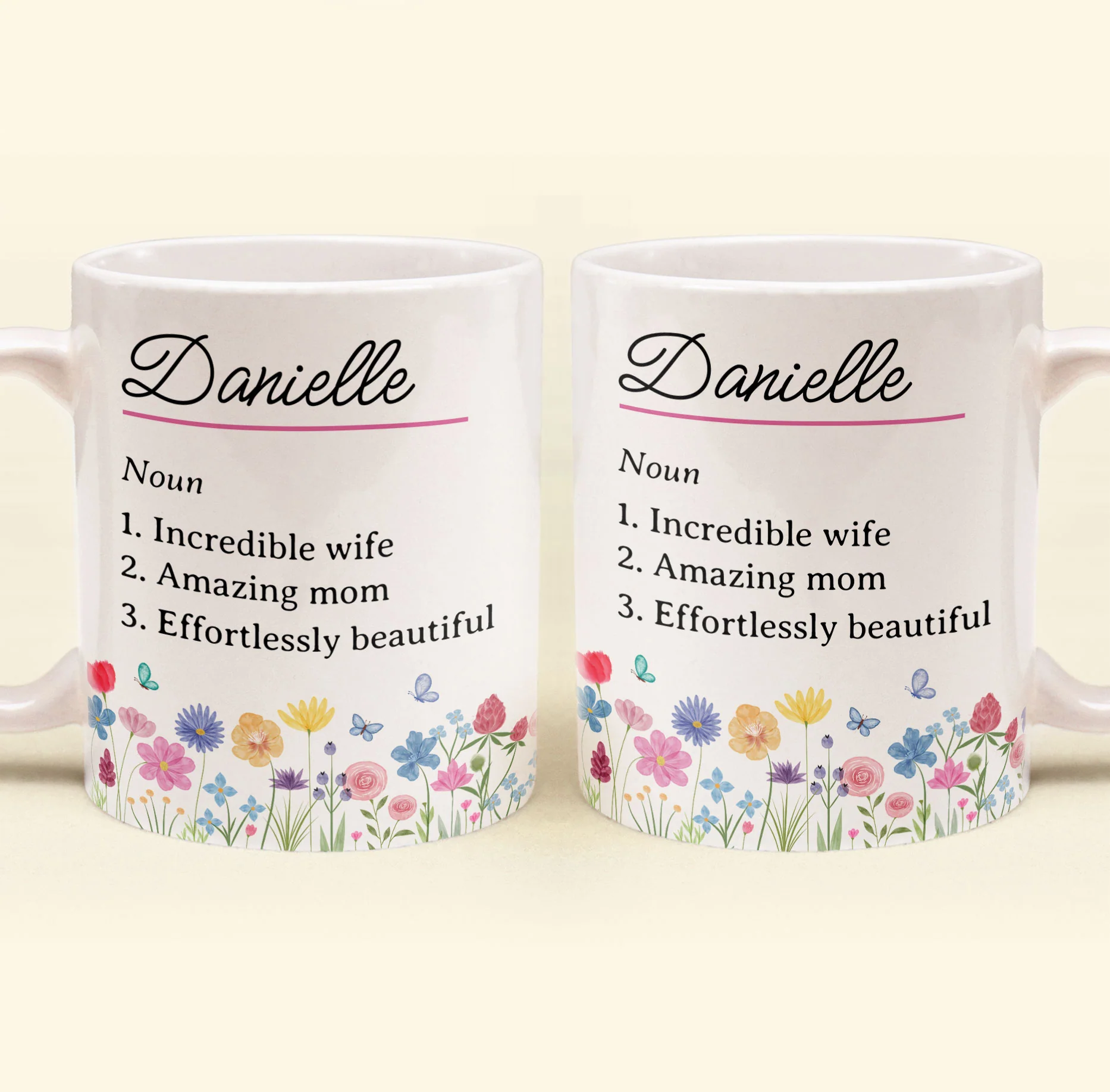 Name Definition With Feminine Wildflower - Personalized Mug - Image 4