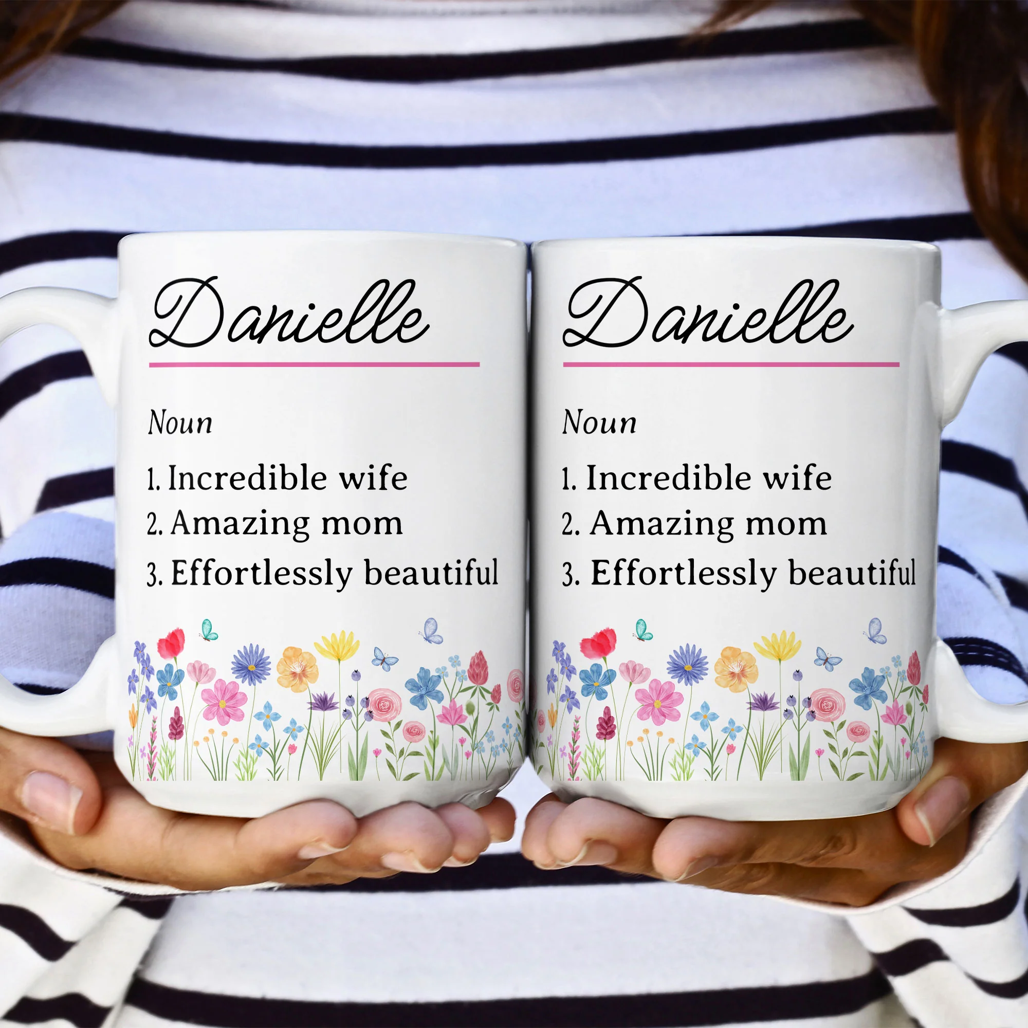 Name Definition With Feminine Wildflower - Personalized Mug - Image 6
