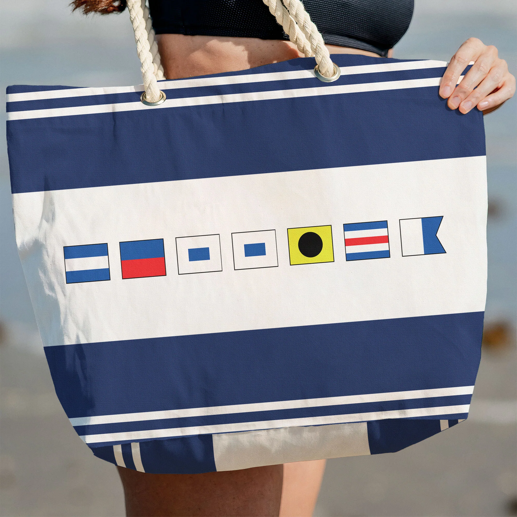 Name In Nautical Flags - Personalized Beach Bag - Image 6