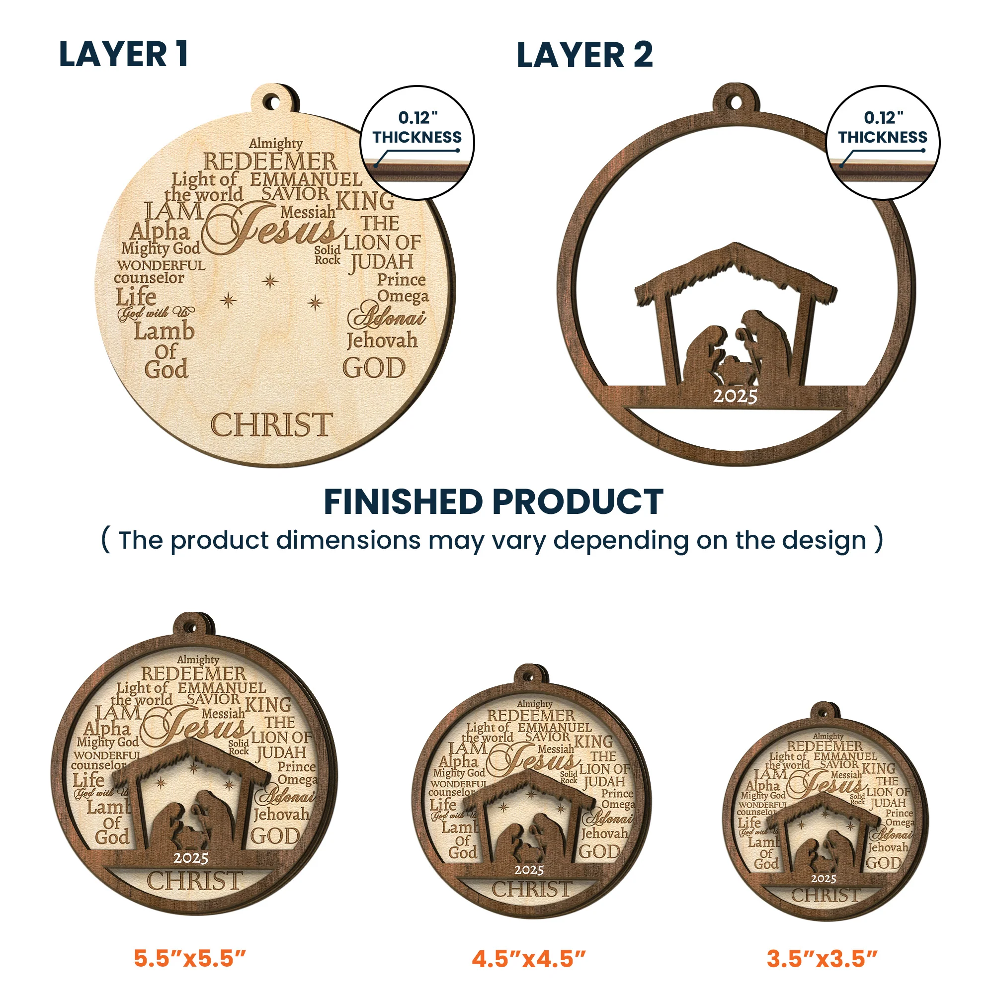 Names Of Jesus/God/Christ - Wooden Ornament - Image 4