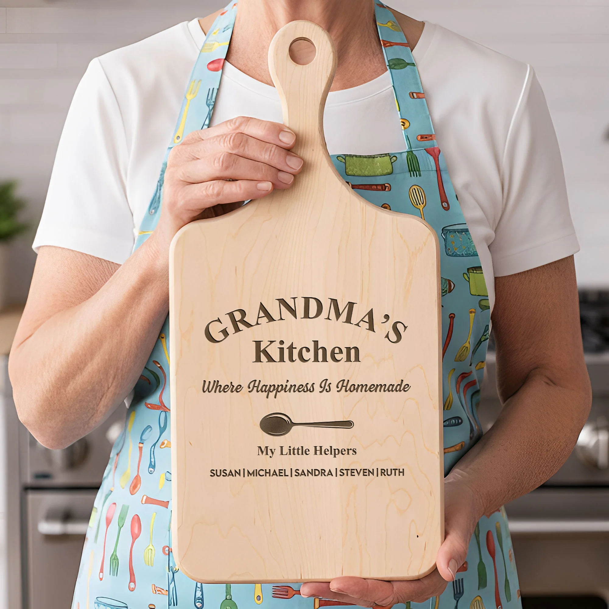 Nana's Kitchen Where Happiness Is Homemade - Personalized Paddle Cutting Board - Image 2