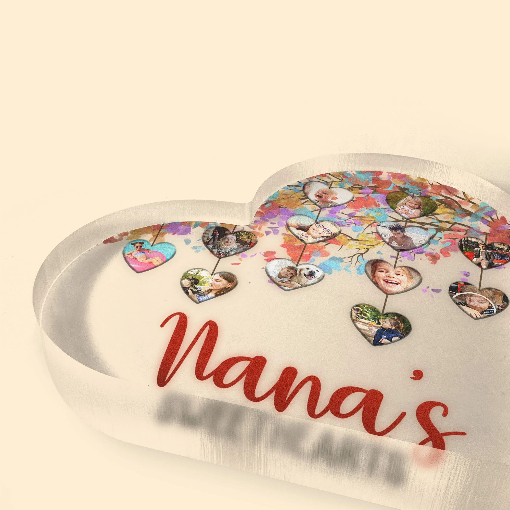 Nana's Sweethearts Photo Collage - Personalized Heart Shaped Acrylic Photo Plaque - Image 4