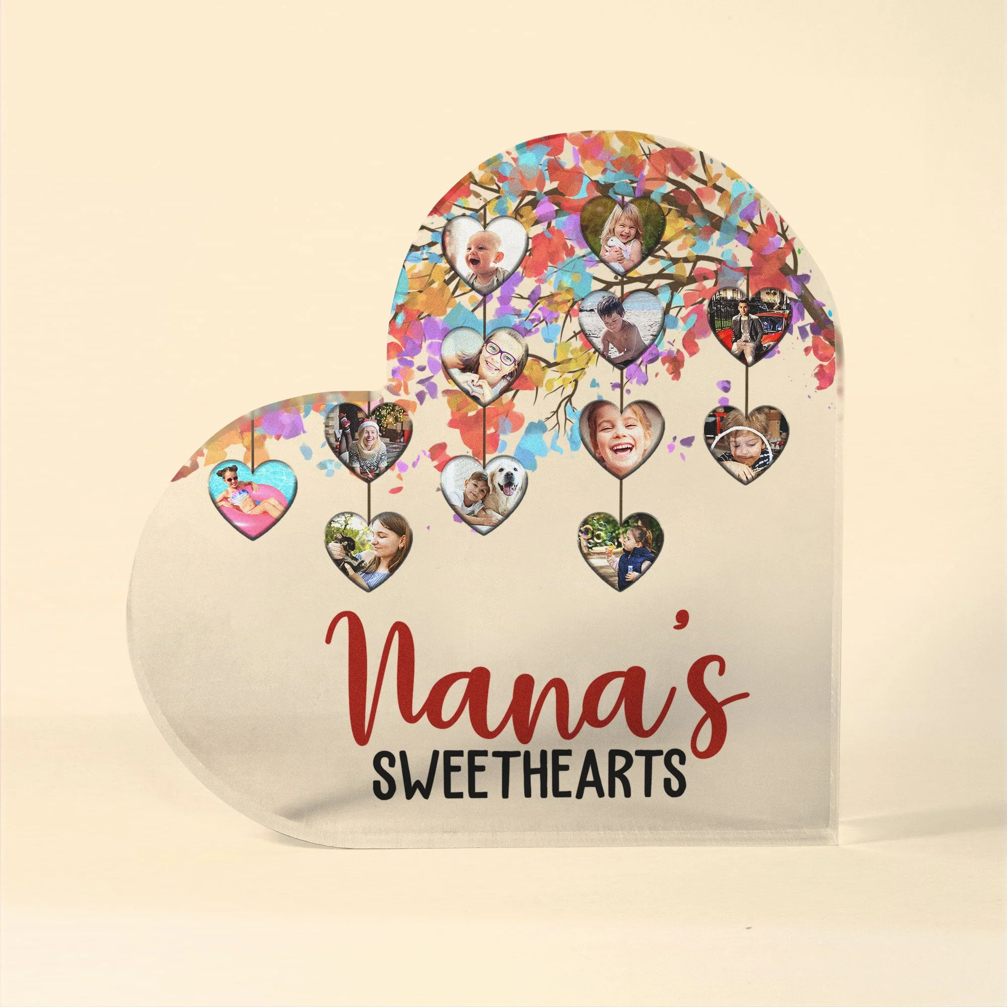 Nana's Sweethearts Photo Collage - Personalized Heart Shaped Acrylic Photo Plaque - Image 5