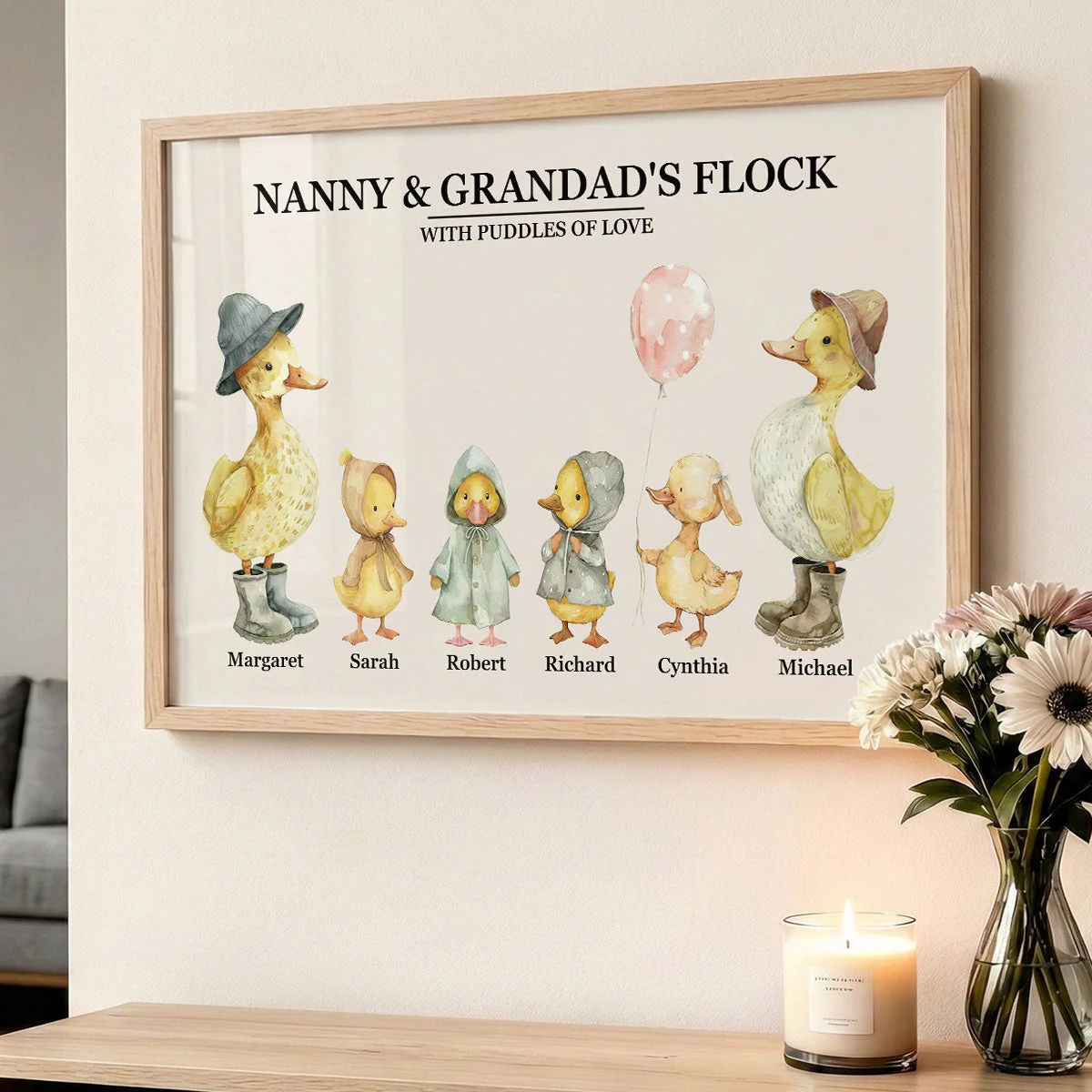 Nanny & Grandad's Flock With Puddles Of Love - Personalized Poster - Image 2