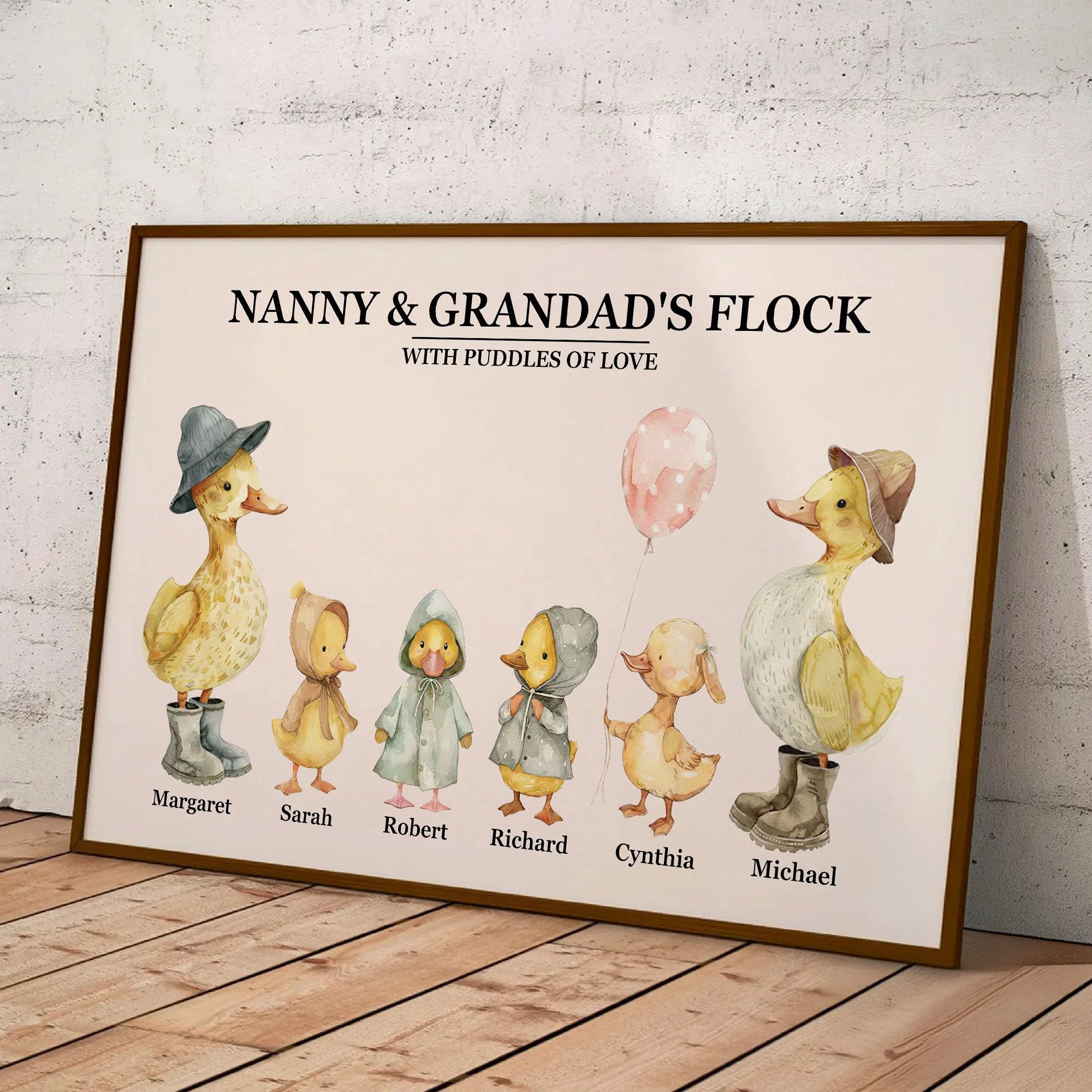Nanny & Grandad's Flock With Puddles Of Love - Personalized Poster - Image 4