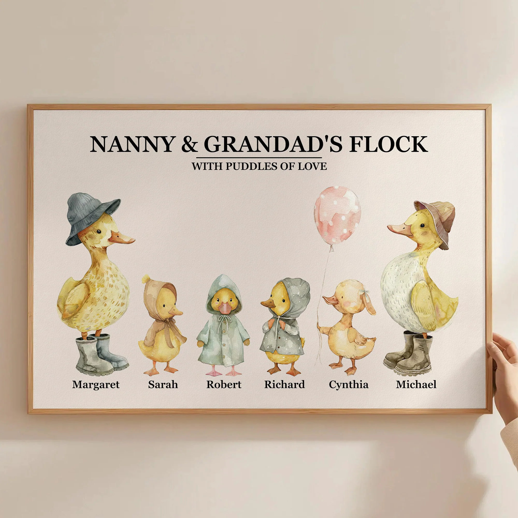 Nanny & Grandad's Flock With Puddles Of Love - Personalized Poster - Image 6