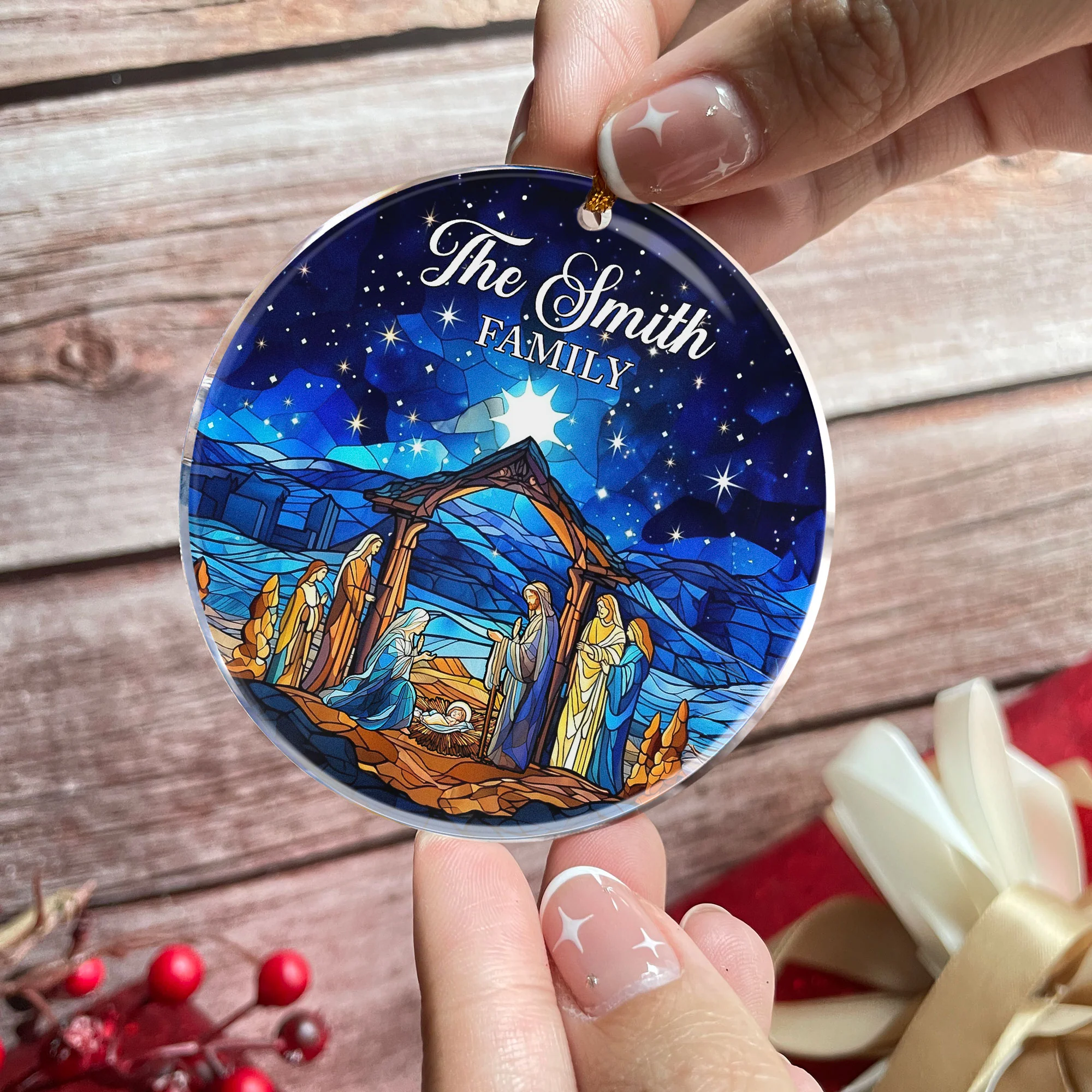 Nativity Ornaments - Christmas Nativity Scene - Personalized Acrylic Ornament - Image 2